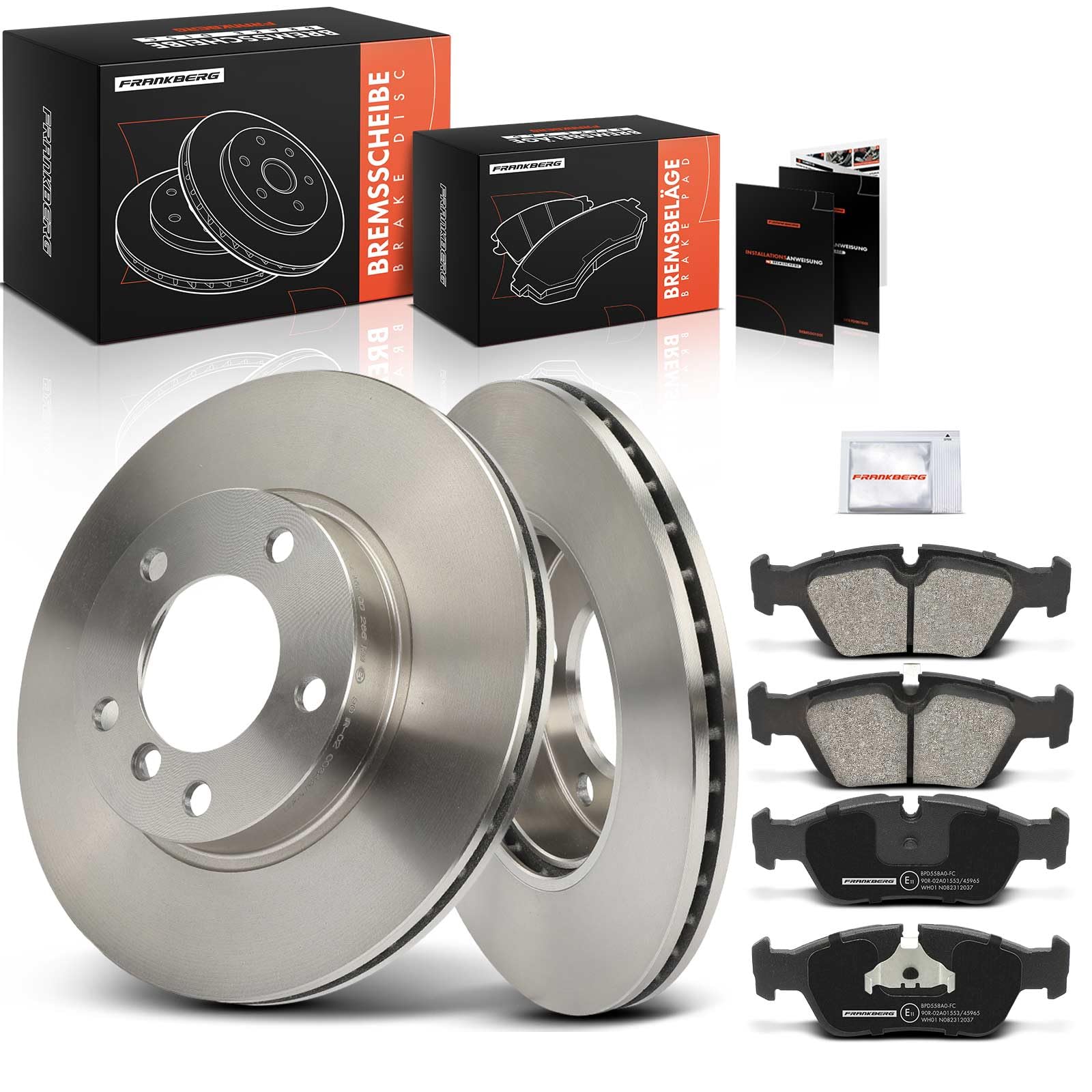 Frankberg Bremsensatz inkl. 2x Bremsscheiben + 4x Bremsbeläge Vorne Kompatibel mit 3er Compact E46 3er E46 3er Touring E46 3er Cabriolet E46 Replace# 34116761244