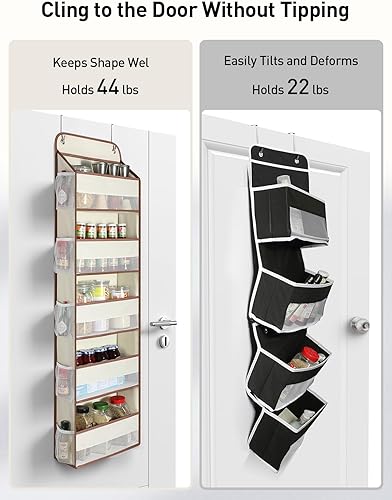 Miniatura 3 de Yecaye Organizador de puerta de 5 niveles con 15 bolsillos, carga de 44 libras sobre la puerta, organizadores de armario y almacenamiento no se