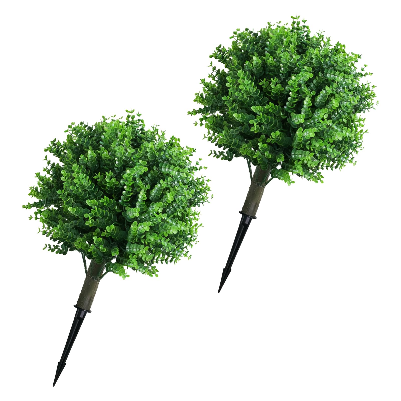 2 Pz Artificiale Eucalipto Topiaria Palla Albero 17,7 Pollici Pianta Finta Finto Verde Arbusto Cespuglio con Picchetto per Giardino Portico Cortile Patio Decor