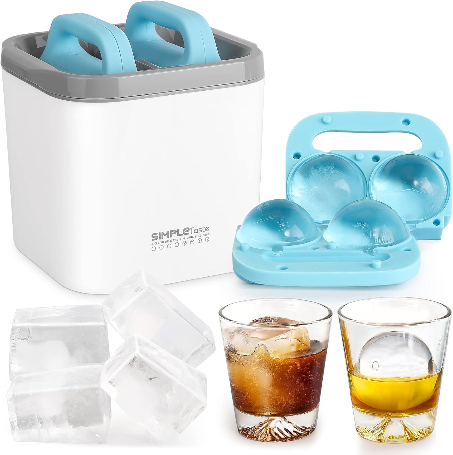 SIMPLETASTE Crystal Clear Ice Maker Mold, 4 Clear ice Balls