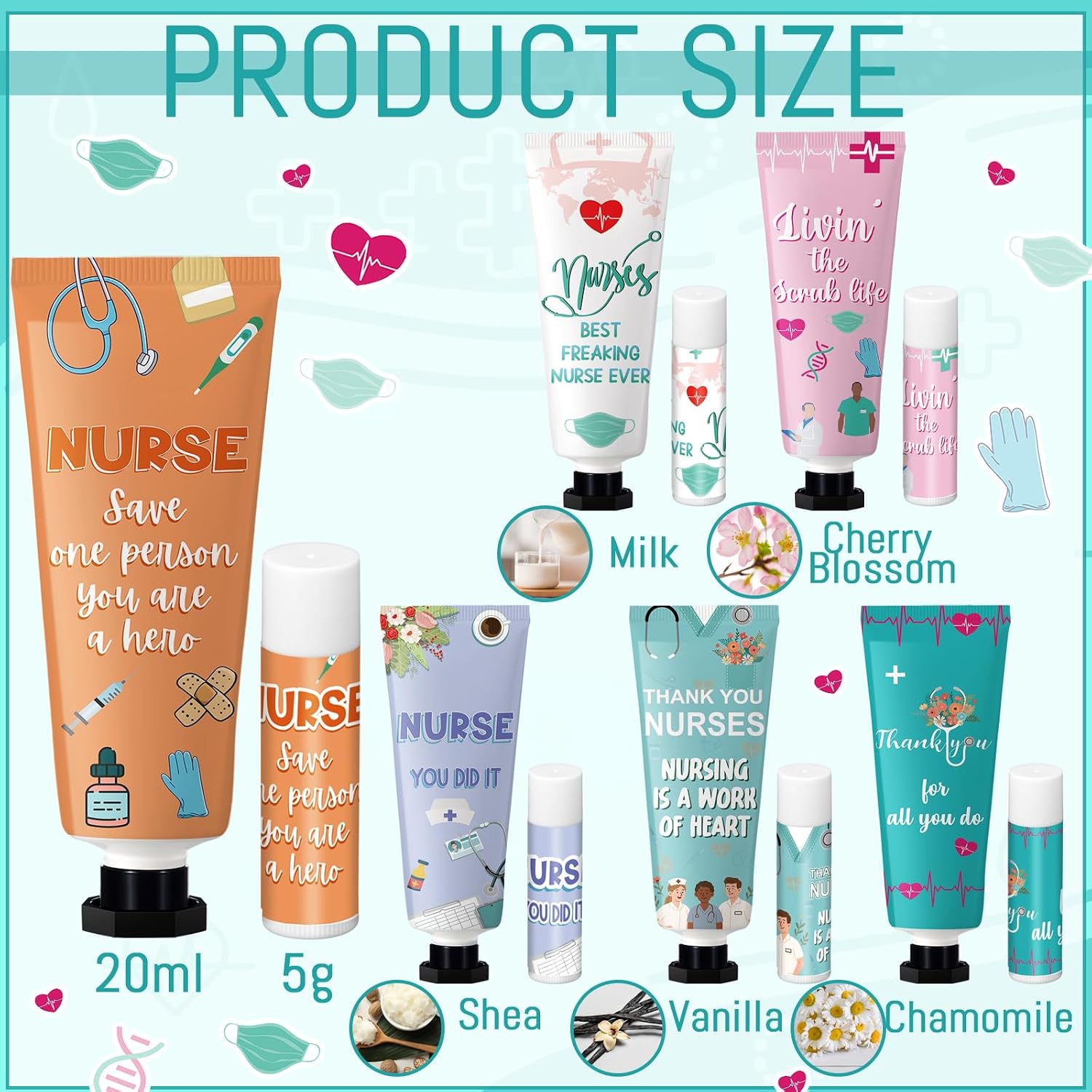 Loopeer 24 Sets 48 Pcs Nurse Week Bulk Gifts 2026 Travel Size Hand Cream and Lip Balm Appreciation Gift Set for 2026 Cna Nurse Week Midwives Women Office Staff Presents