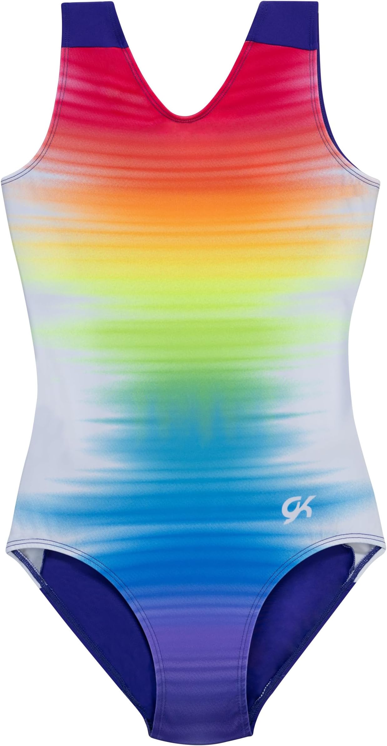 Girls Fierce Fade Gymnastics Leotard - Rainbow Dance Outfit with Matching Scrunchie for Toddlers, Children, & Juniors