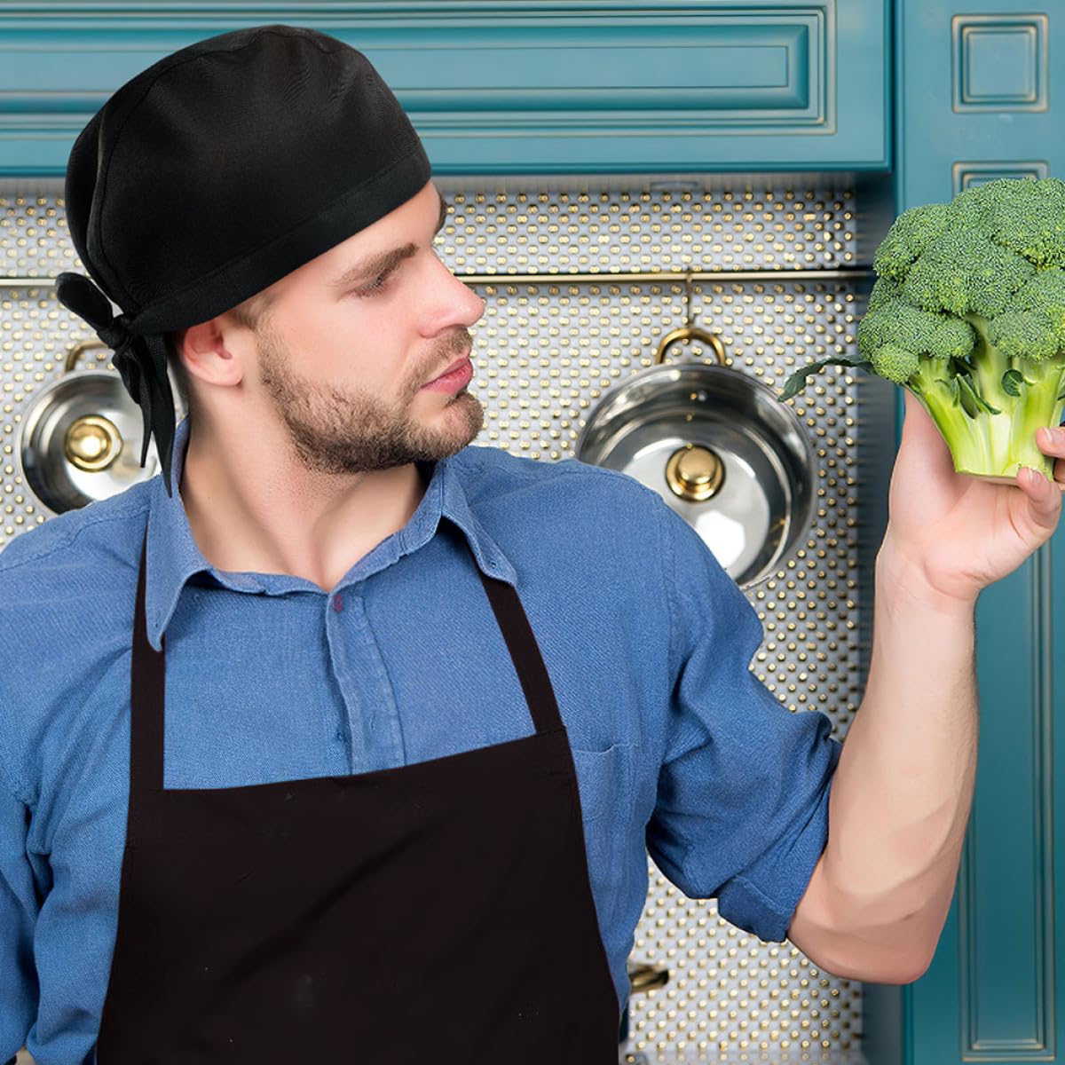 Homoyoyo Gorro de Chef Japonés Negro 8 Unidades de Algodón Unisex | Cocina y Barbacoa, Ajuste Cómodo al Cuero Cabelludo, Diseño Simple y Creativo