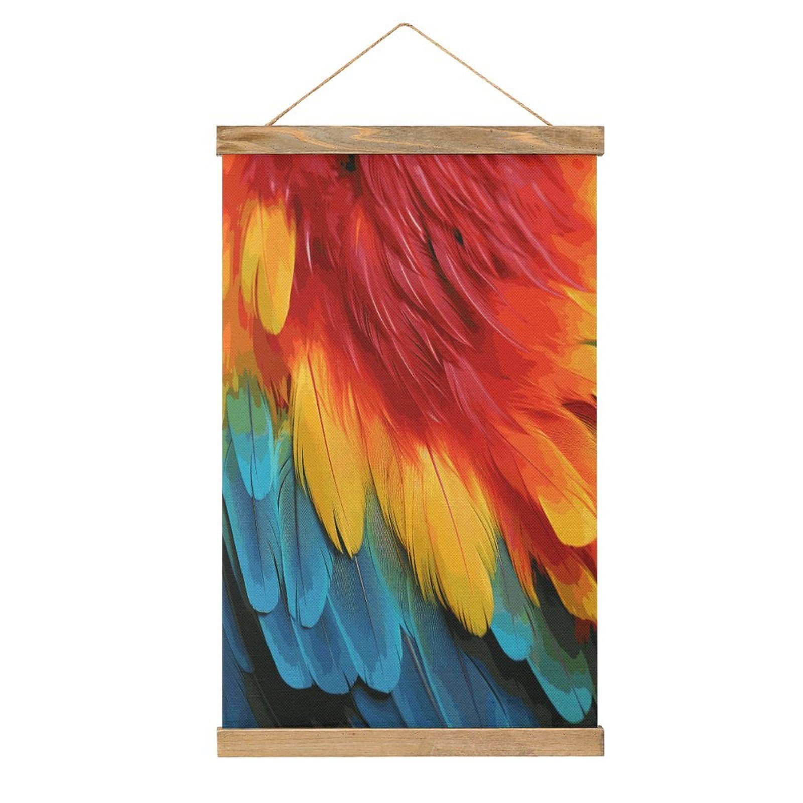 FekiLoot Fantastic Parrot Feather Wall Art Poster Hanger Frame Linen Wall Art Decor Vintage Hanging Poster Hanging Wall Decor Rustic Retro Wall Art Print for Living Room Decor 20.4 X 13.1Inches
