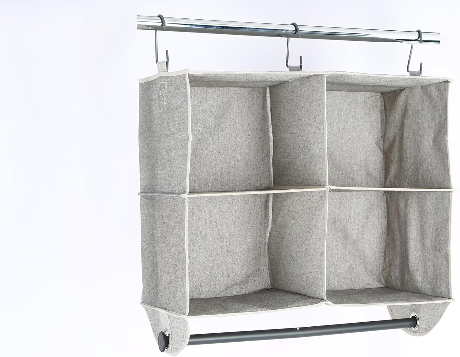 4-Shelf Hanging Closet Organizer with Rack, Gray