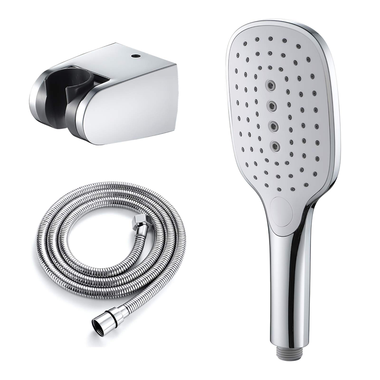 Set soffione Doccia Manuale Soffione Doccia in ABS Soffione Doccia a Risparmio idrico 3 funzioni Soffione Doccia Manuale ad Alta Pressione con Tubo Doccia da 1,5 m e Supporto, crom