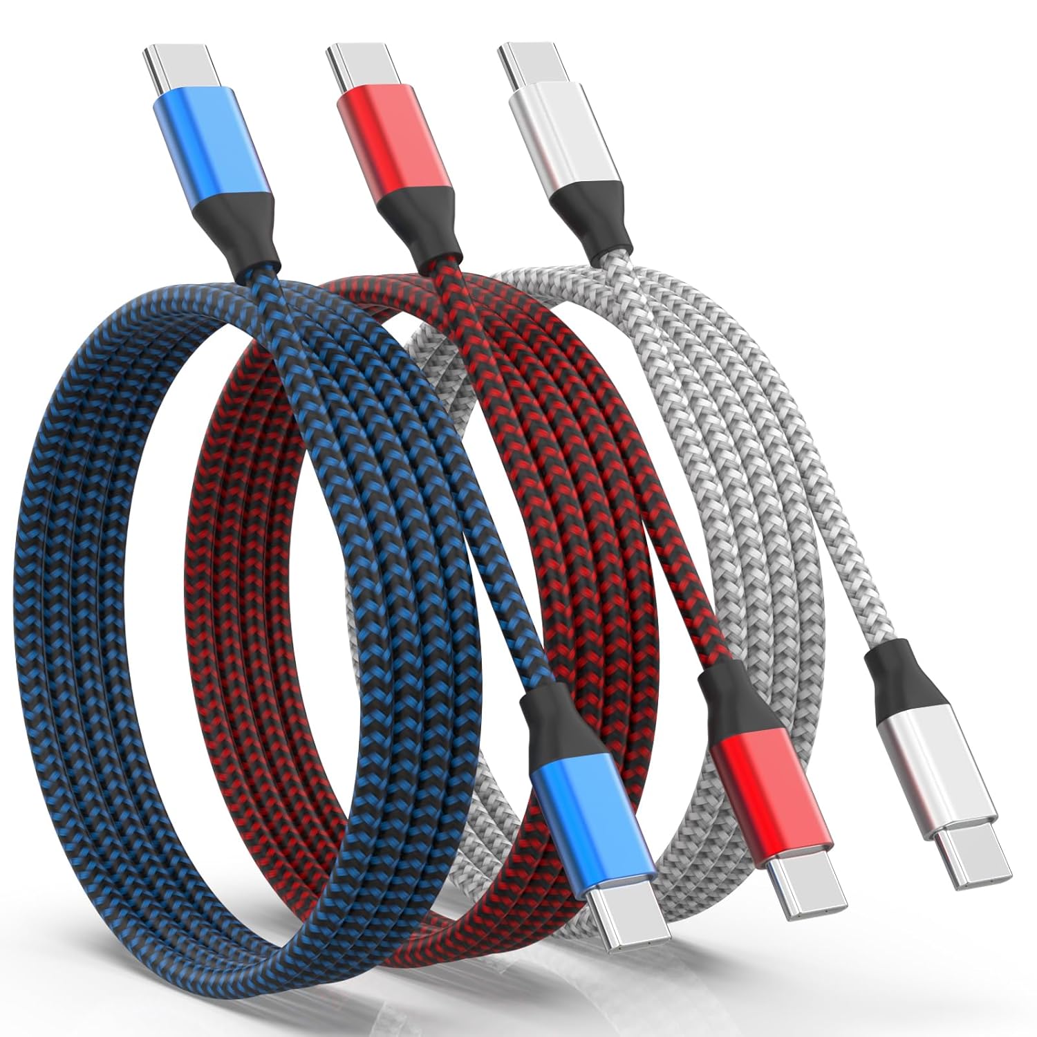 Save £4 on the USB C Charger Cable 3Pack 6FT Nylon Braided USB-C to USB-C Cable 60W (3A) Type C Charger