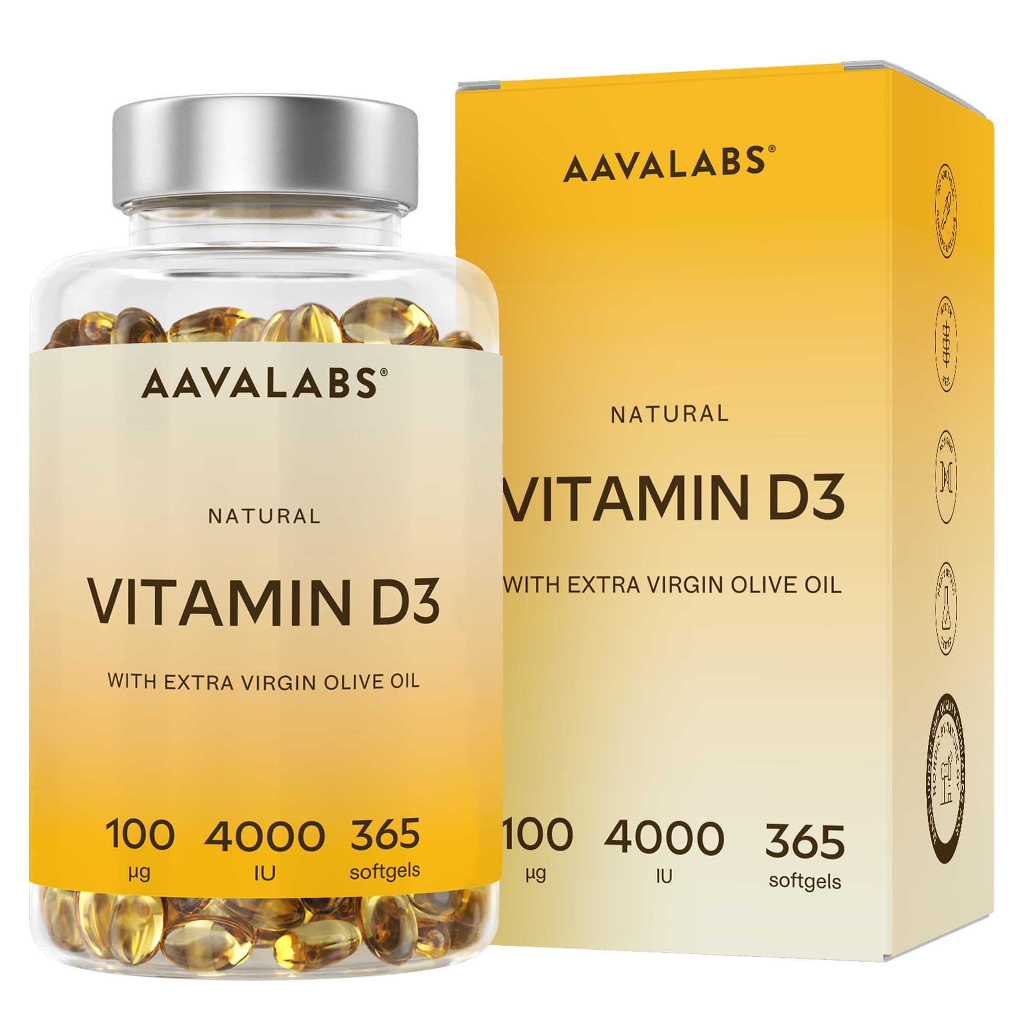 Vitamina D3 [ 4000 UI ] – con Aceite de Oliva Virgen Extra para una Absorción Óptima – Sin OGM, sin Gluten y sin Lactosa – Contribuye al mantenimiento de la Función Ósea, Muscular e Inmunológica.