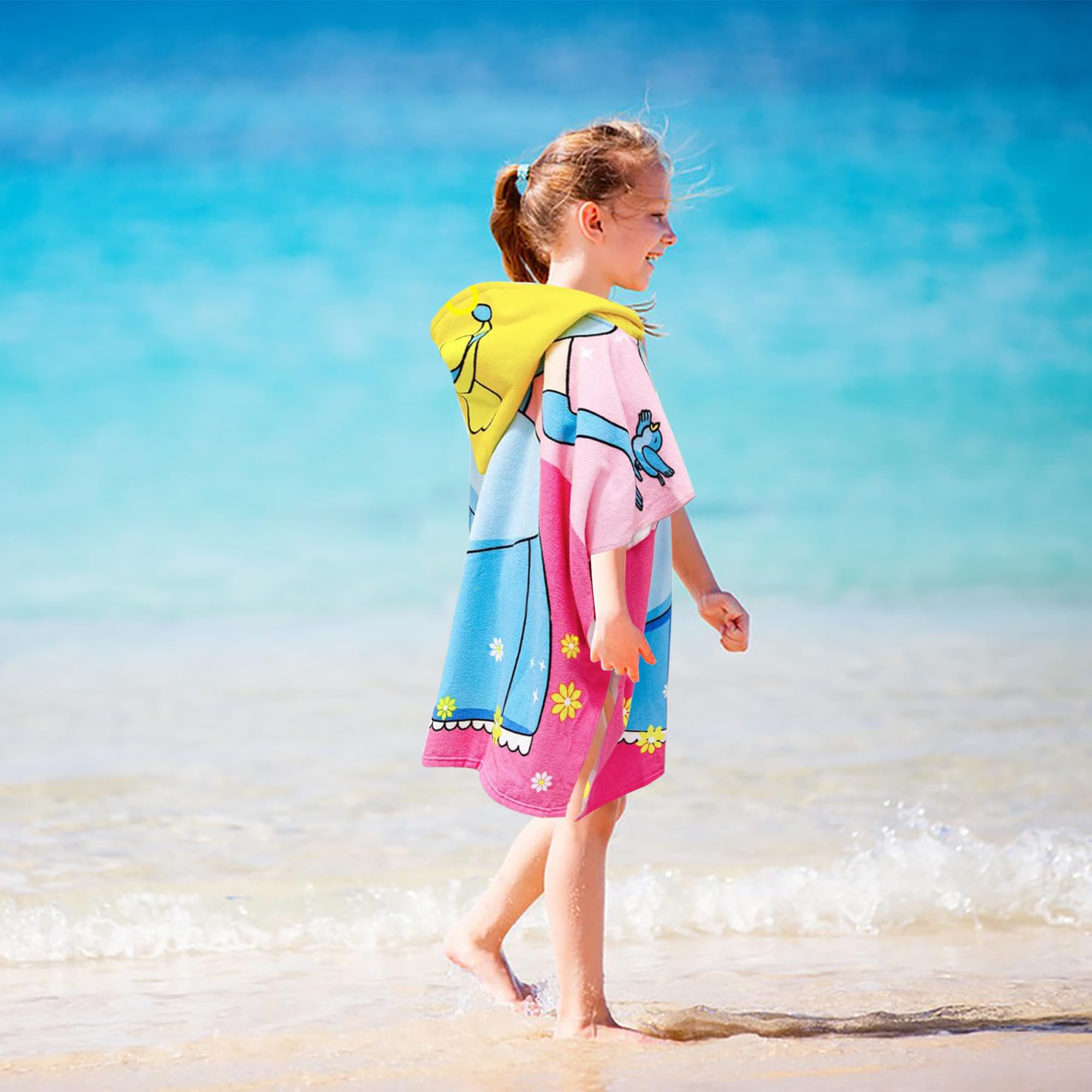 Toalla con capucha para niñas pequeñas, suave y absorbente, poncho con capucha para playa, baño y natación, 47.2 pulgadas de largo x 23.6 pulgadas de ancho