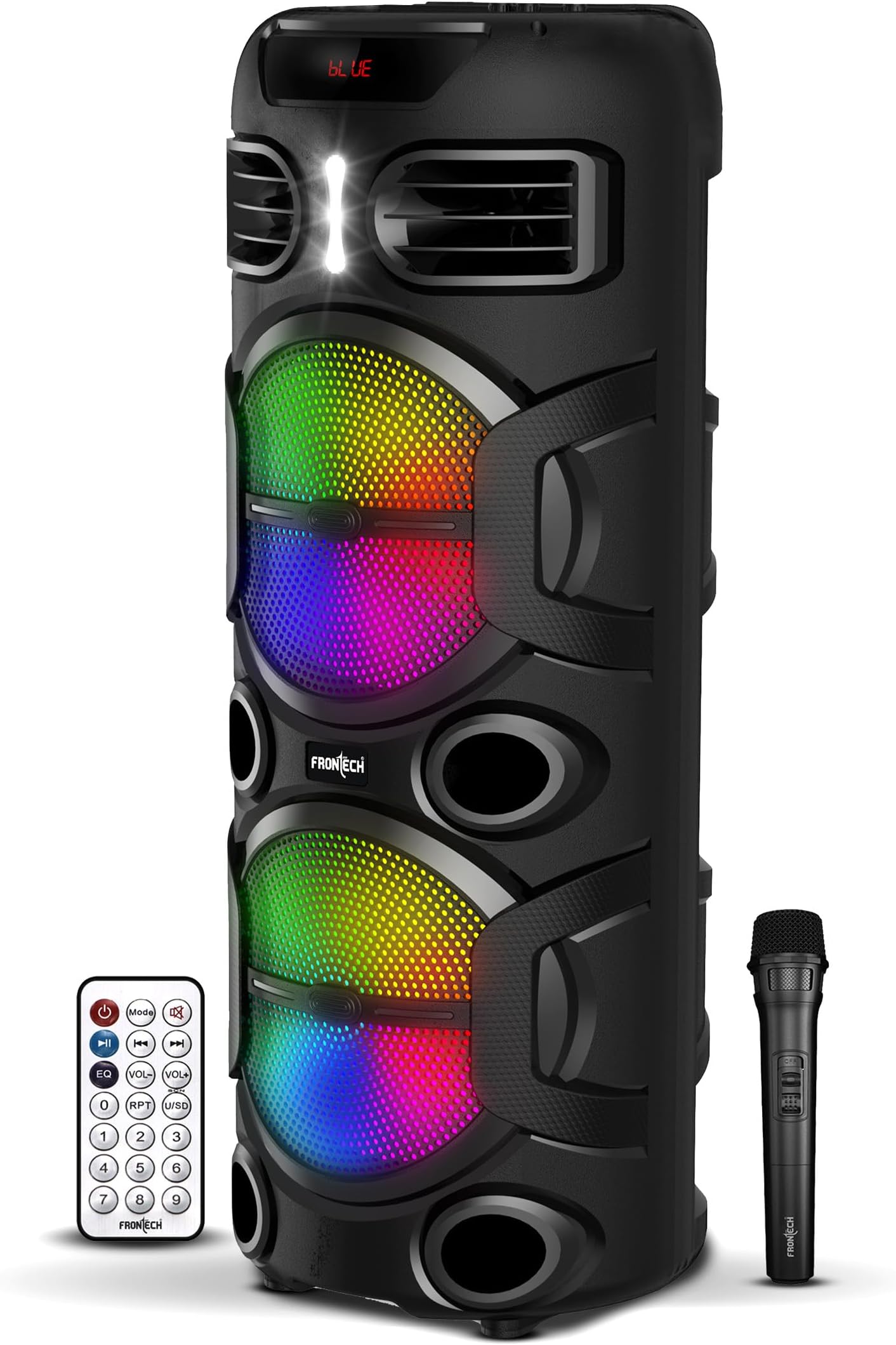 FRONTECH Sonata Multimedia Wireless Trolley Speaker - 26W Output, Bluetooth 5.0, LED Display, Disco Light, Wheels, Handle - (SW-0180, Black)