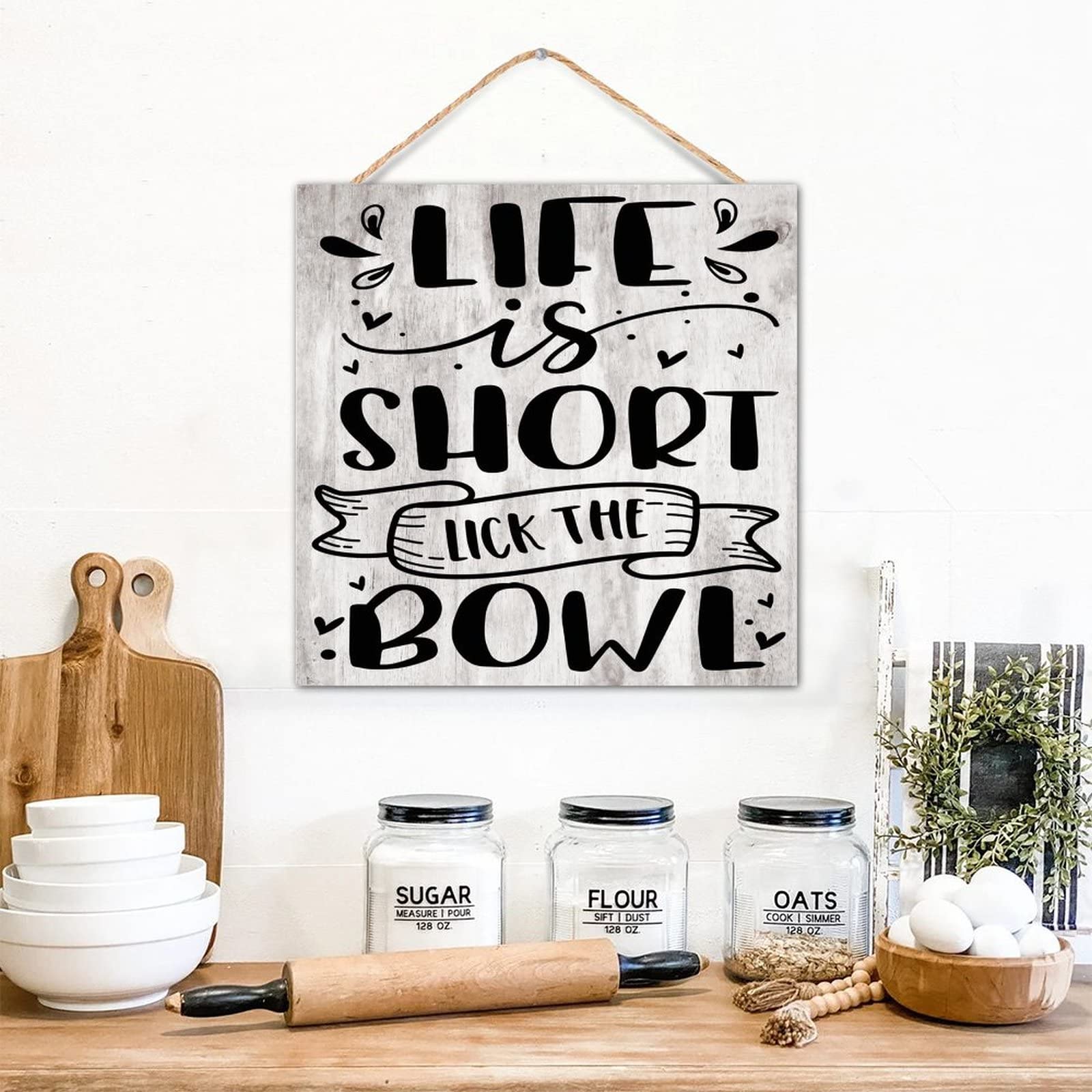 Plaque murale en bois noble de style retro pour cuisine de caractere