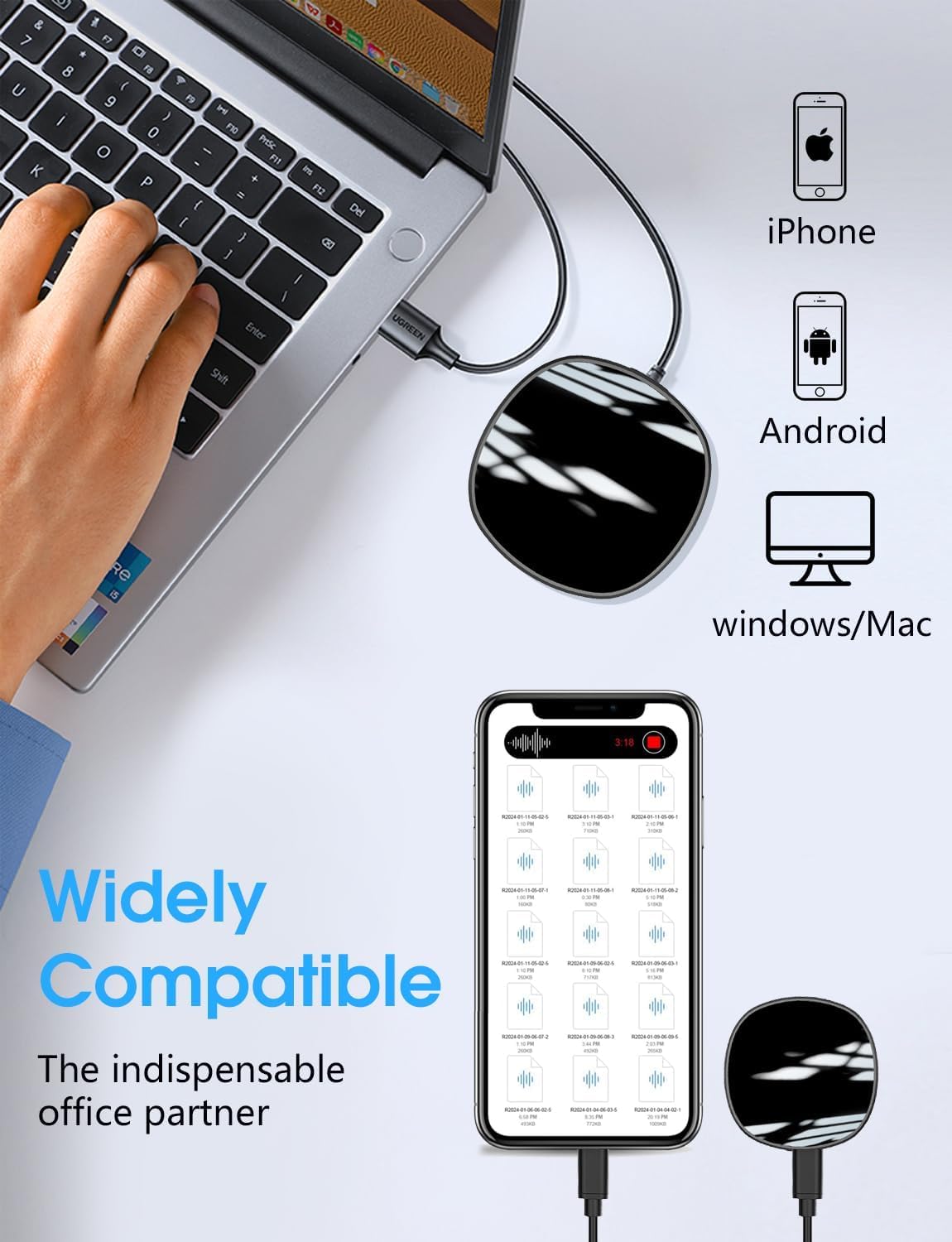 TKMARS 64GB Grabadora de Voz, Mini Magnético Grabadora Activada por Voz con 750 Horas de Grabación, MP3 Grabadora Digital USB C con Reducción de Ruido para Conferencias Entrevistas Reuniones Clase