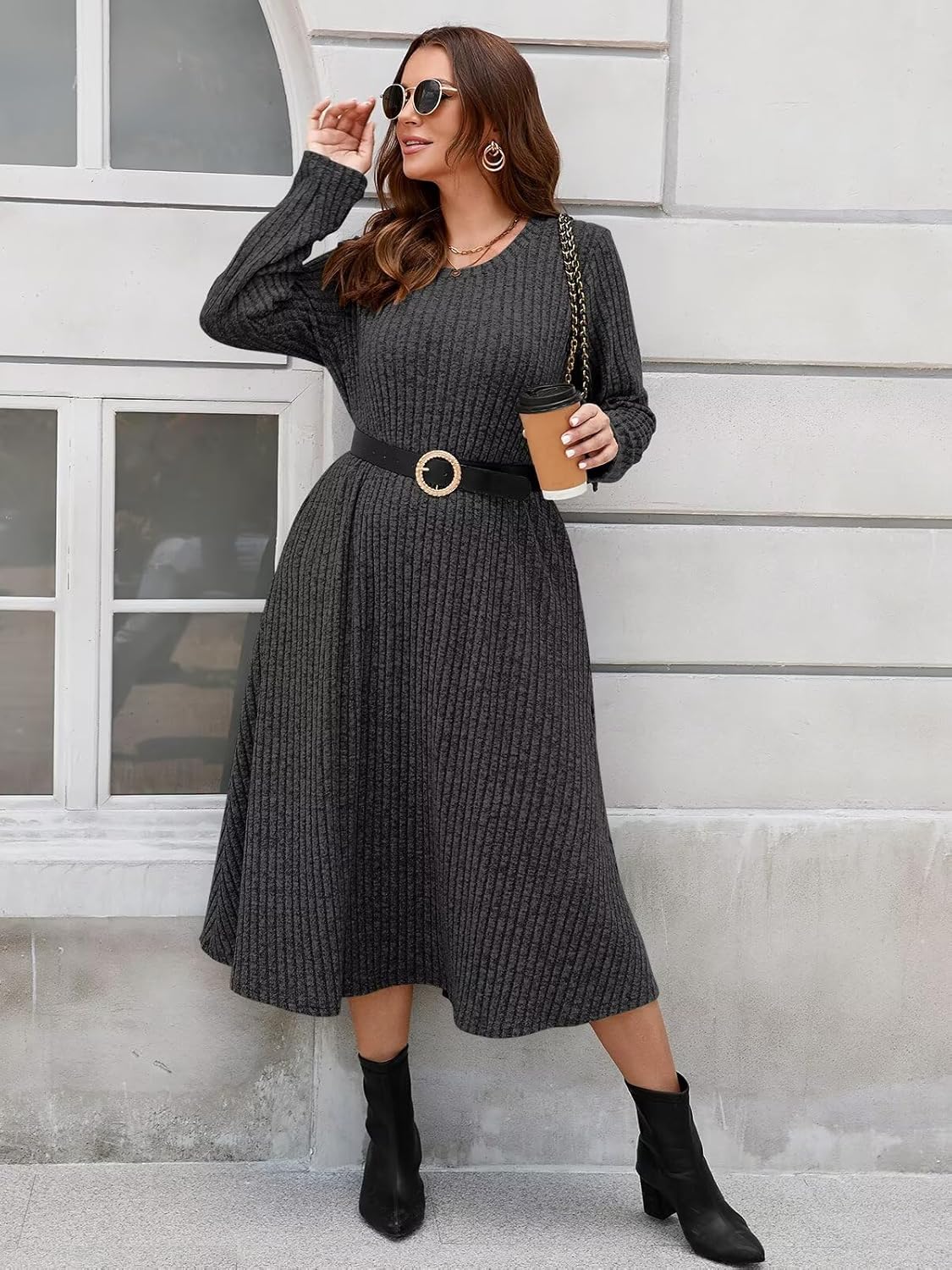 BELAROI Womens Plus Size Sweater Dress Long Maxi Fall Winter Dresses - Image 3