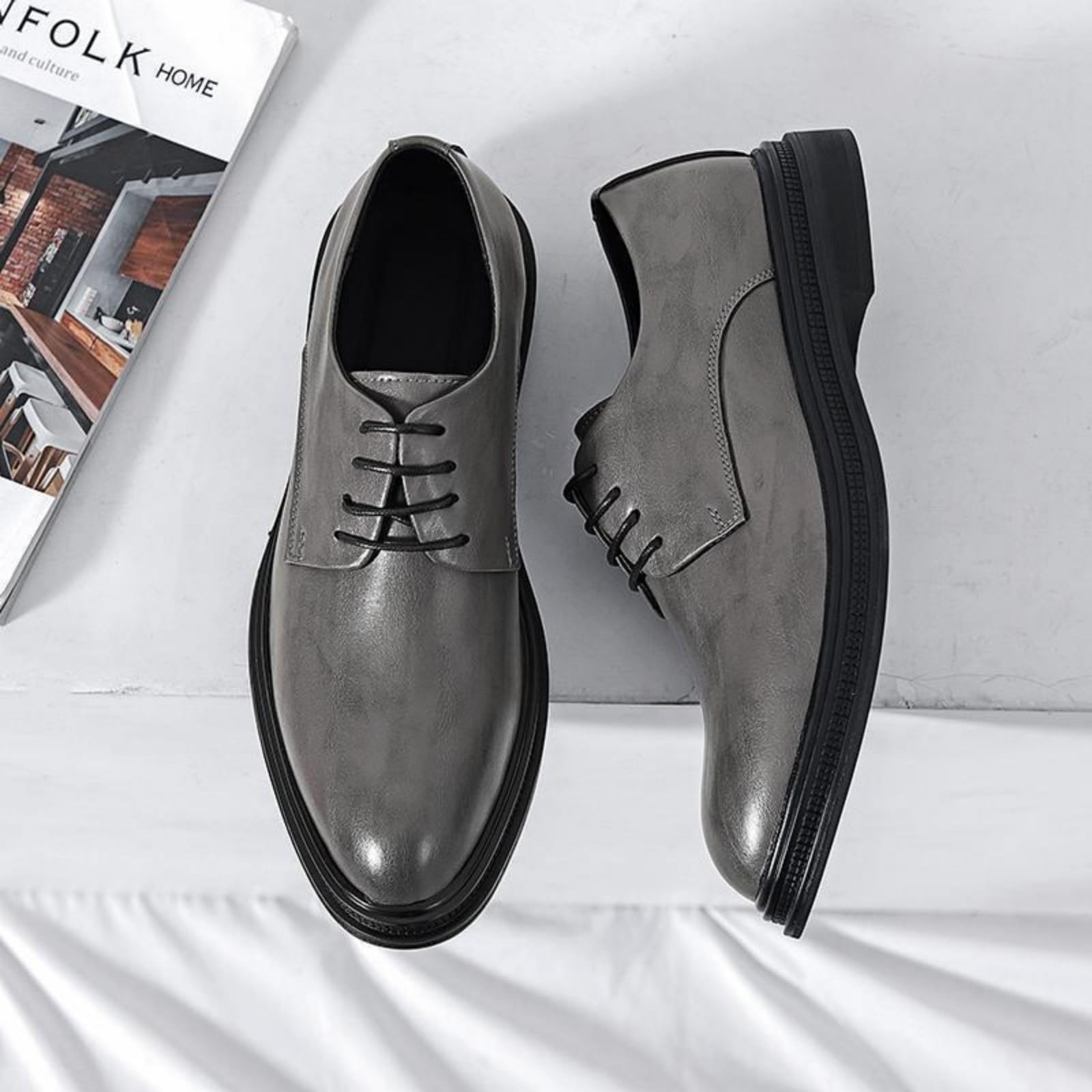 Hixingo Zapatos de Vestir Hombre Sin Cordones, 38-44 EU Zapatos de Cuero Modernos Zapatillas Vestir Hombre Verano Antideslizante Suela de Goma para Negocios, Bodas