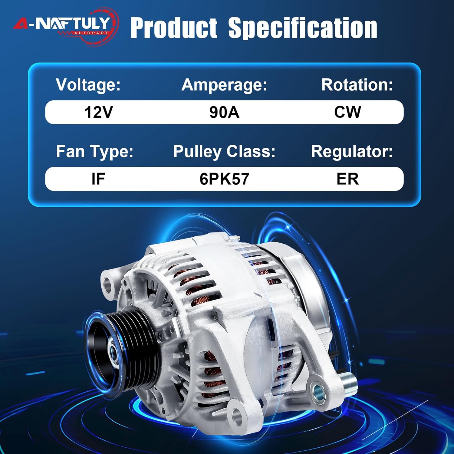 Alternator Replacement for Jeep Wrangler YJ TJ L6 L4 4.0L 2.5L 1991 1992 1993 1994 1995 1996 1997 1998, Grand Cherokee 93-98, Comanche 91-92, Cherokee 91-98, Dodge Dakota 97-98, 10463782, 10463797