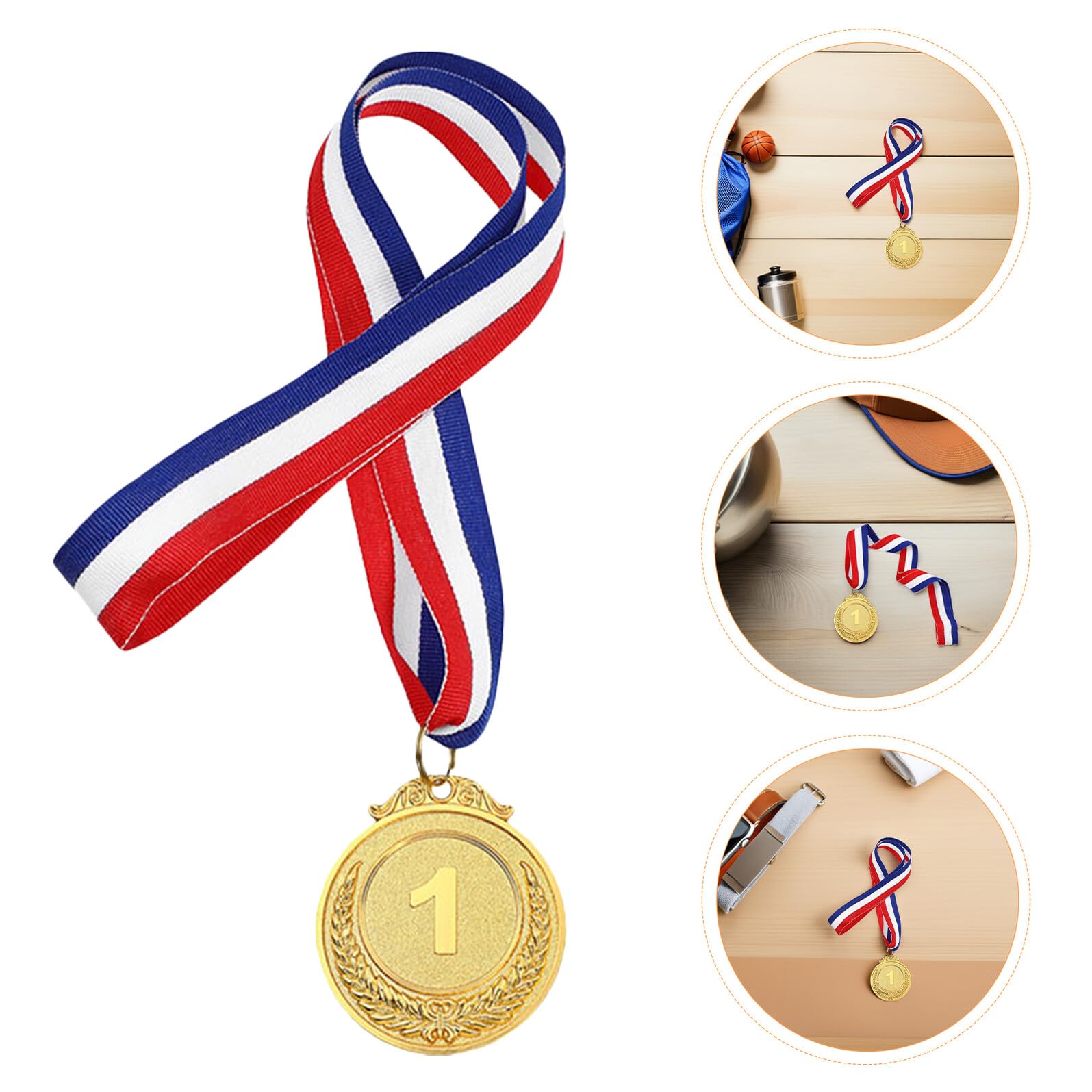 Cabilock 15 Medaglie in Metallo Oro Numerate con Nastro Premi Sportivi per Medaglie 1° Posto per Giornate Sportive Calcio Basket e Feste Scolastiche