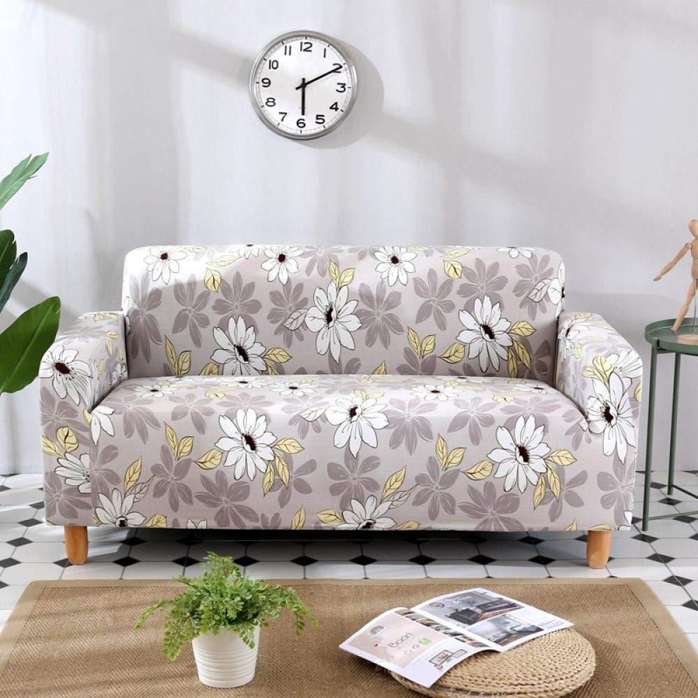 Housse de canapé antidérapante et extensible motif floral 2 places