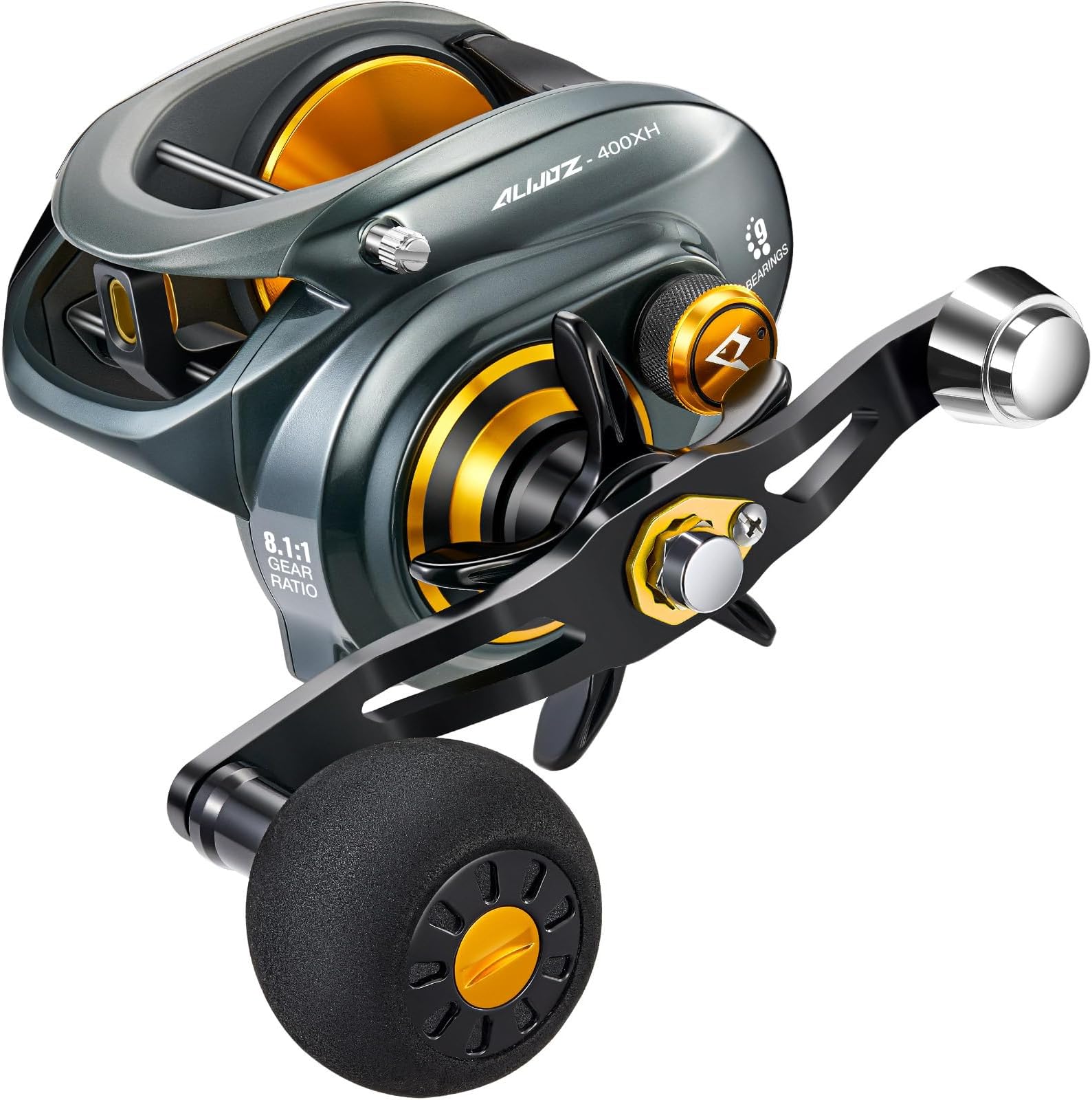 Piscifun Alijoz 400 Baitcaster Fishing Reel, 38Lbs Max Drag Aluminum Alloy Frame Baitcasting Reel, Available in 6.6:1/8.1:1 Gear Ratio, Freshwater and Saltwater Low Profile Casting Reel for Musky
