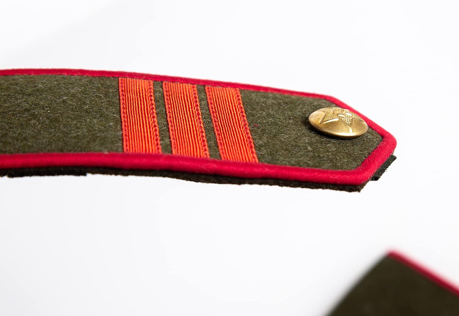 Rushnichok Field Shoulder Boards Sergeant Artillery red Army Type 1943 WW2 +Button Replica Khaky Green 16 x 6.8 cm
