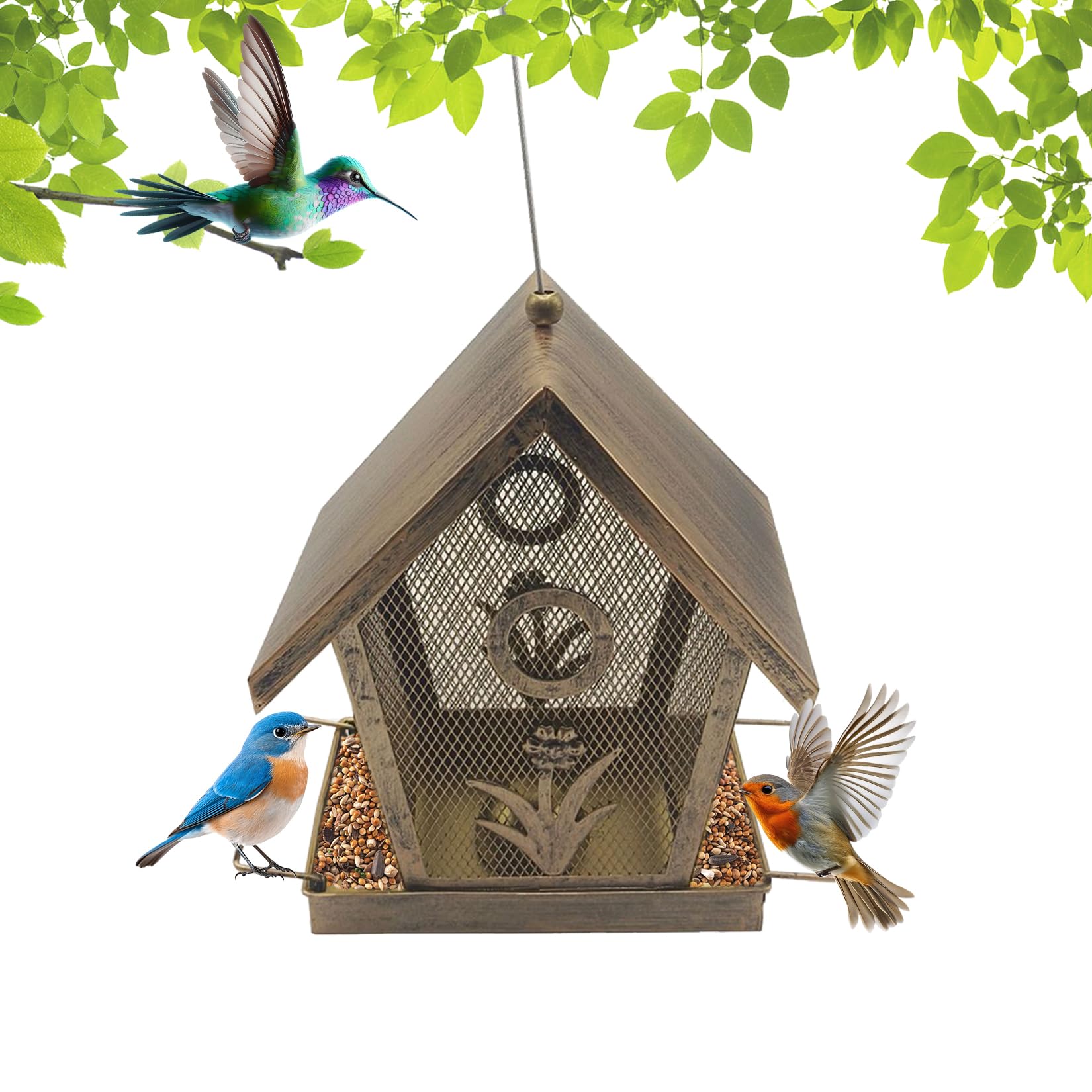 SCBOY Comedero pajaros Exterior Alta Resistencia a la Intemperie comederos para pajaros Gran Capacidad Bird Feeder para Exteriores Jardín Patio Traspatio