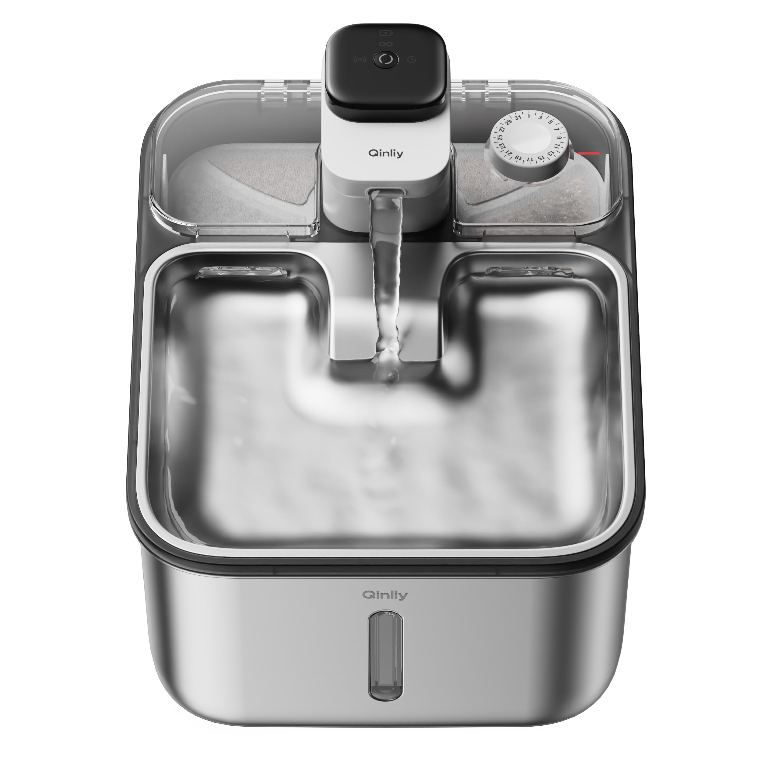 Stainless Steel Cat Water Fountain Wireless for Cats Indoor, 3.6L/123oz Automatic Metal Dog Water Dispenser,Cordless Battery Operated Pet Drinking Fountain,Rechargeable Waterer with Motion Sensor