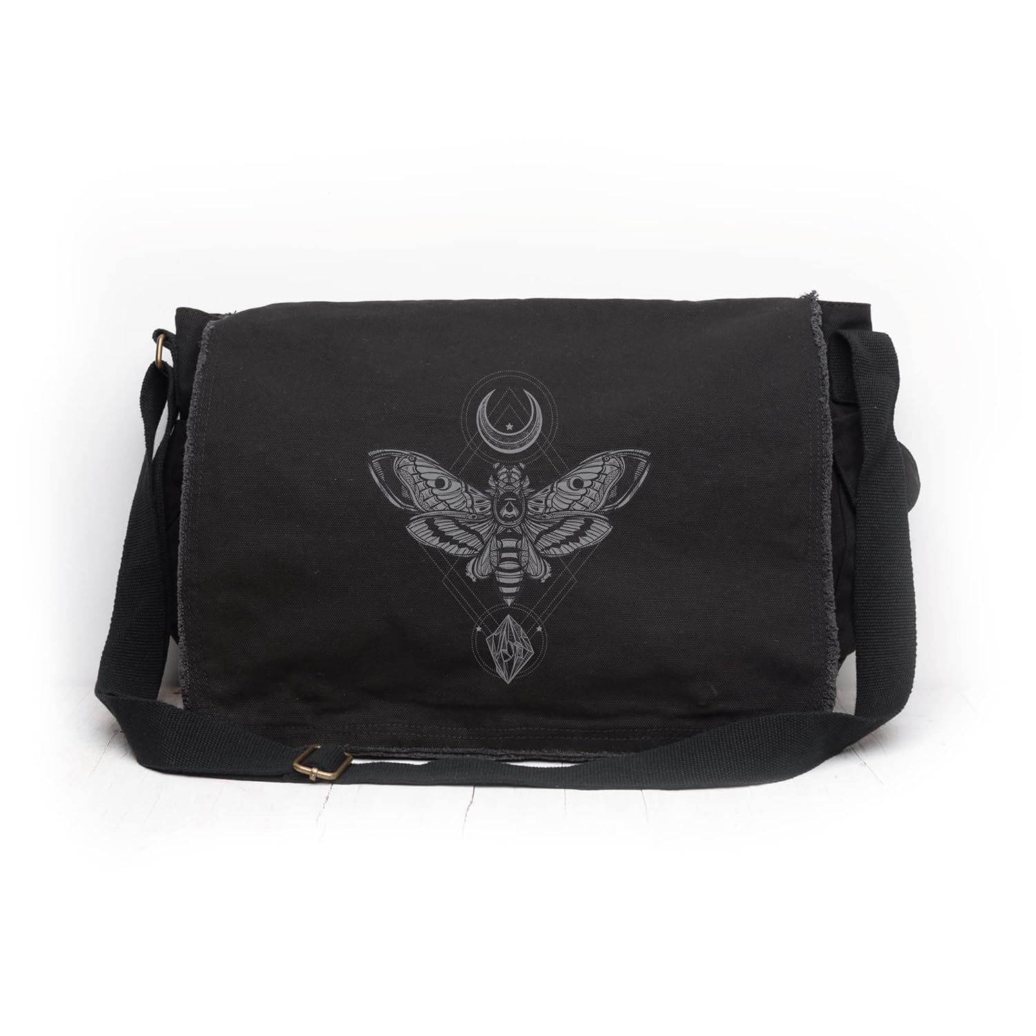 Black Lantern Messenger Bag Vintage Canvas Crossbody Satchel for Men Women Stylish Shoulder Bag for Work or Travel