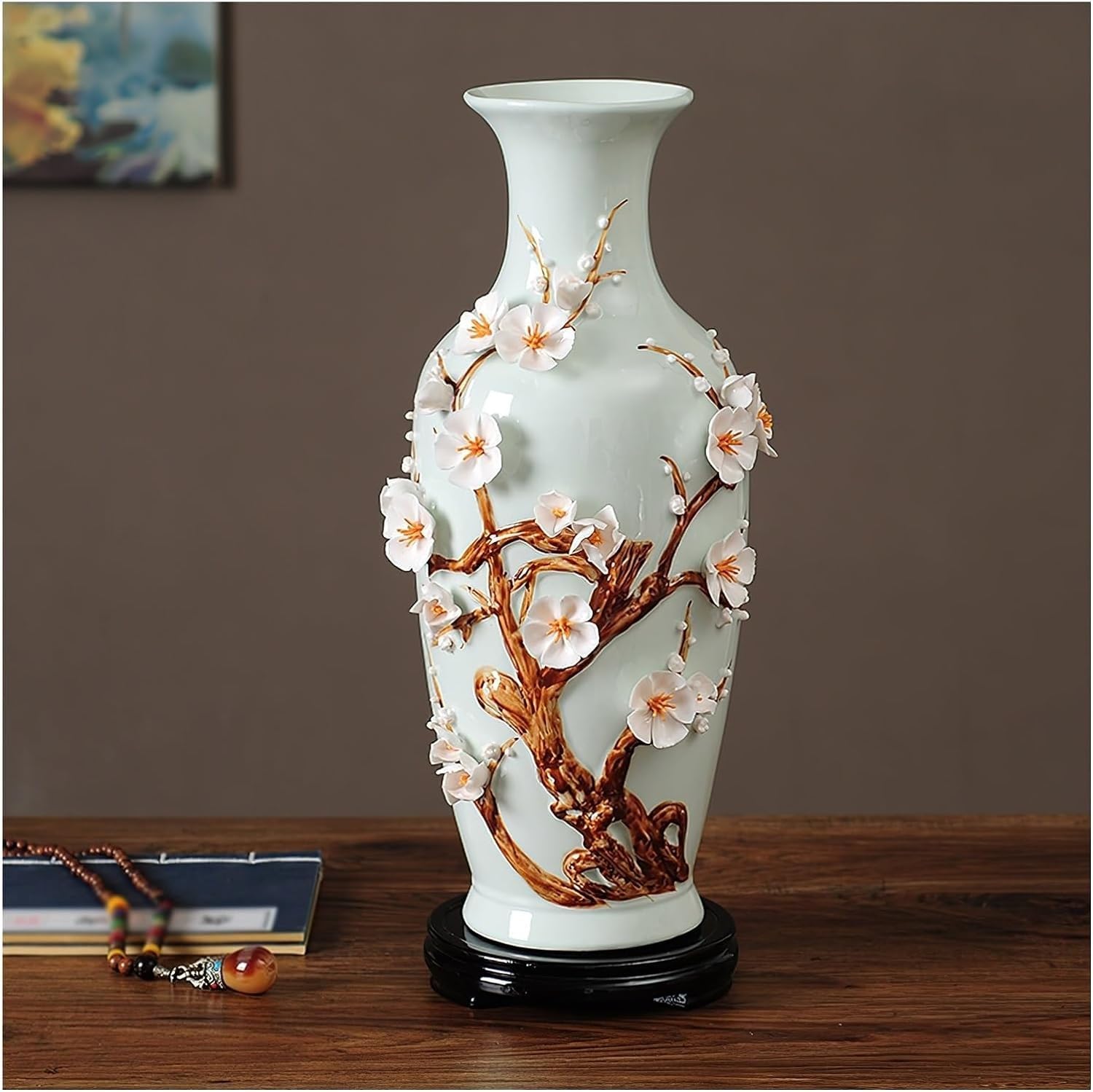 SnamicE Vase Ceramic Flower Vase Rustic Farmhouse Vase, Chinese Style Decorative Vase for Living Room, Kitchen, Dinner Table,A5