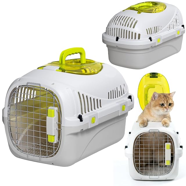 Peluvio Safy Transportín para Gatos Rígido, Carcasa PP, Puerta de Metal con Doble Cierre Seguro