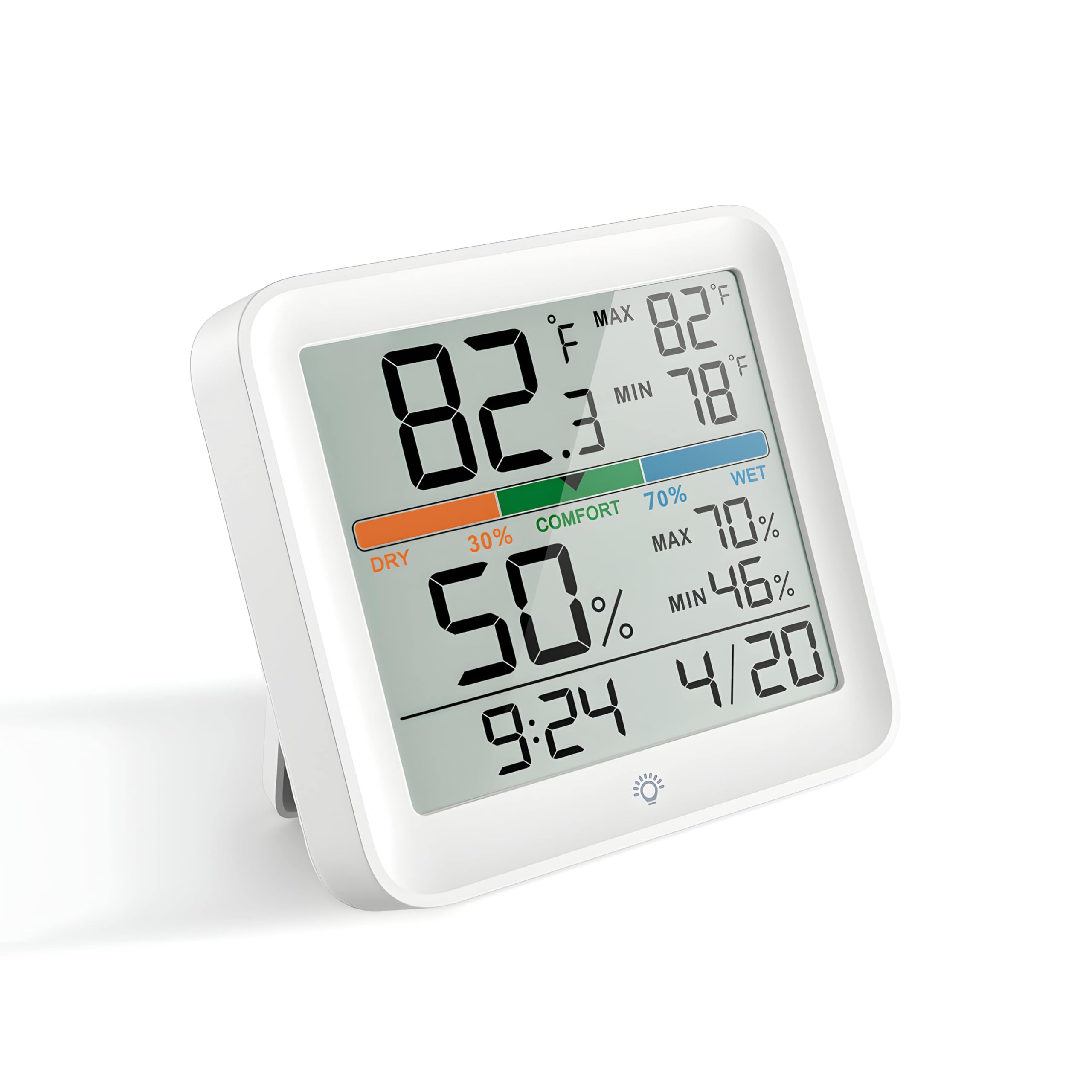 Digital Hygrometer Thermometer with Comfort Indicator - Smart Room Temperature & Humidity Monitor with Min/Max Records, Backlight, For Home, Office, Greenhouse - Big Display-image-8