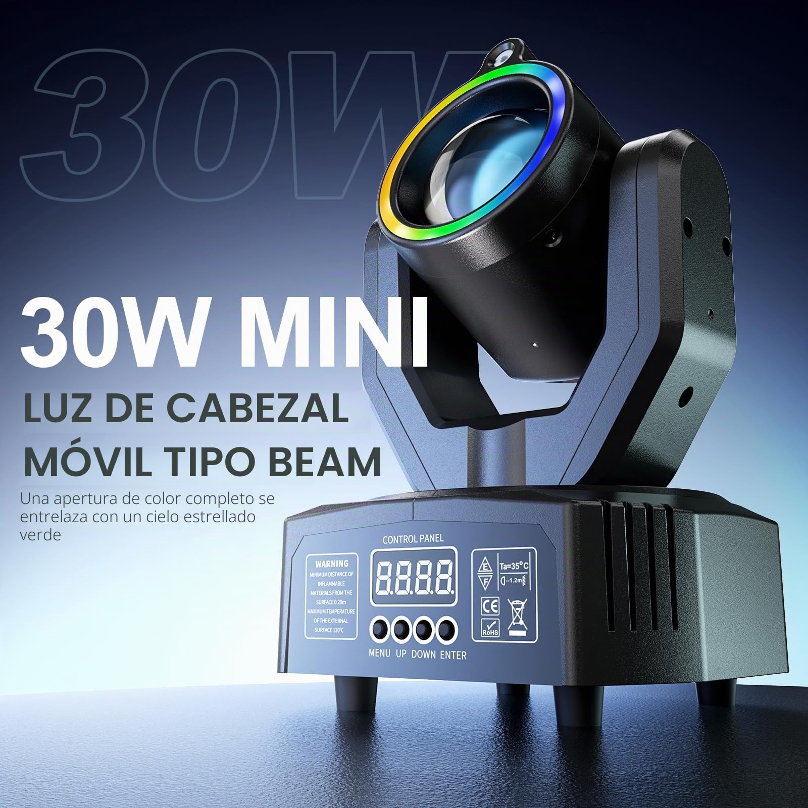 Mini Cabezas Móviles LED 30W, 2PCS Luces de Escenario RGBW Beam, DMX512 Activado por Sonido Las Efectos de Luz con Mando a Distancia para DJ Bar Fiesta Discoteca Boda
