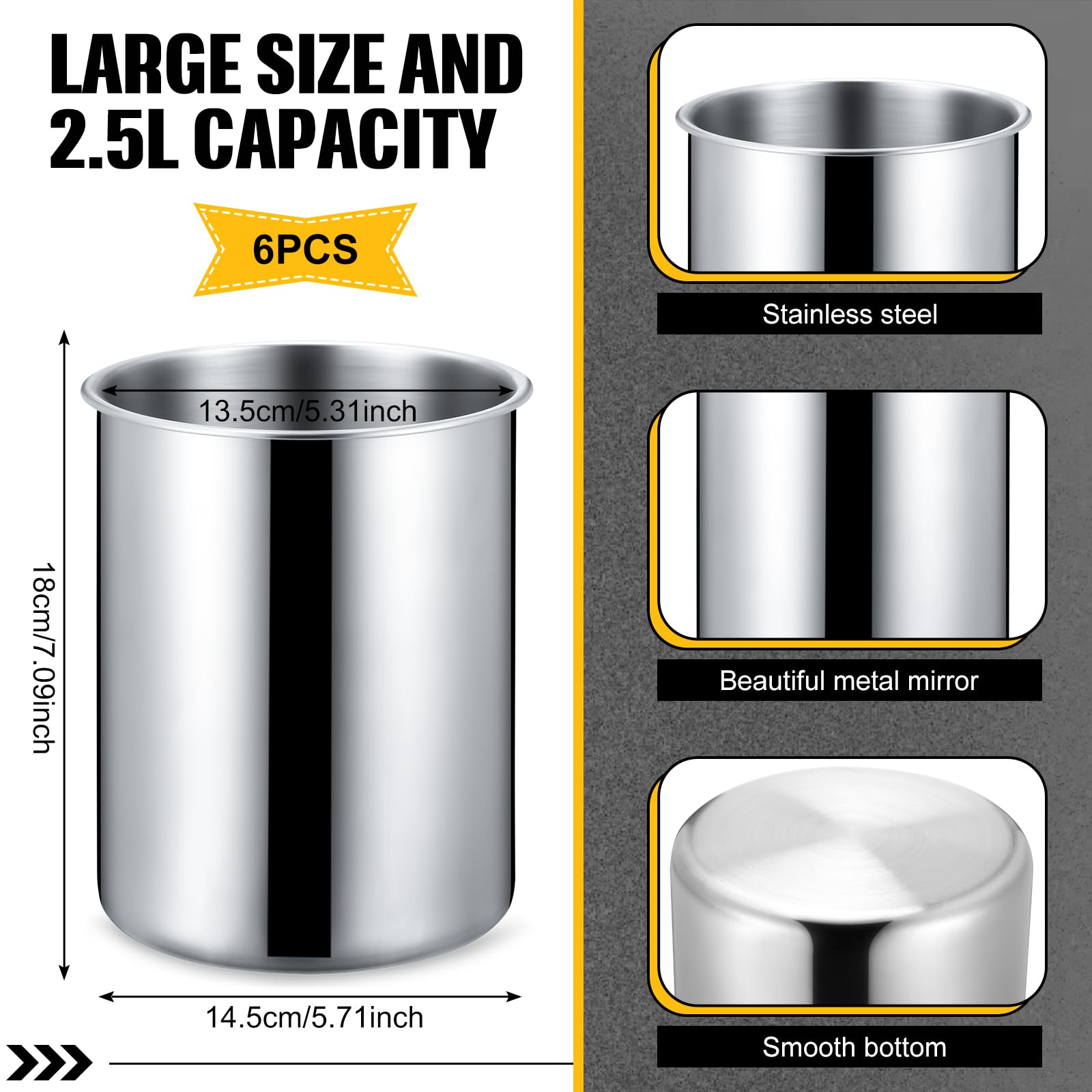 Domensi 6 Pcs Wine Chiller Bucket 750 ML Champagne Bucket Stainless Steel Wine Chillers for Bottles Keeps Cold for Hours Cooler Insulated Champagne Beer Ice Bucket