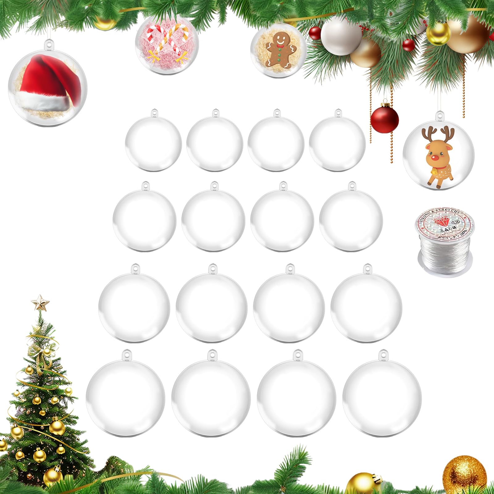 Palline Di Natale Trasparenti 10PCS - Sfere Apribili 6cm Per Decorazioni Fai Da Te | Idee Regalo Creative - Foto 2