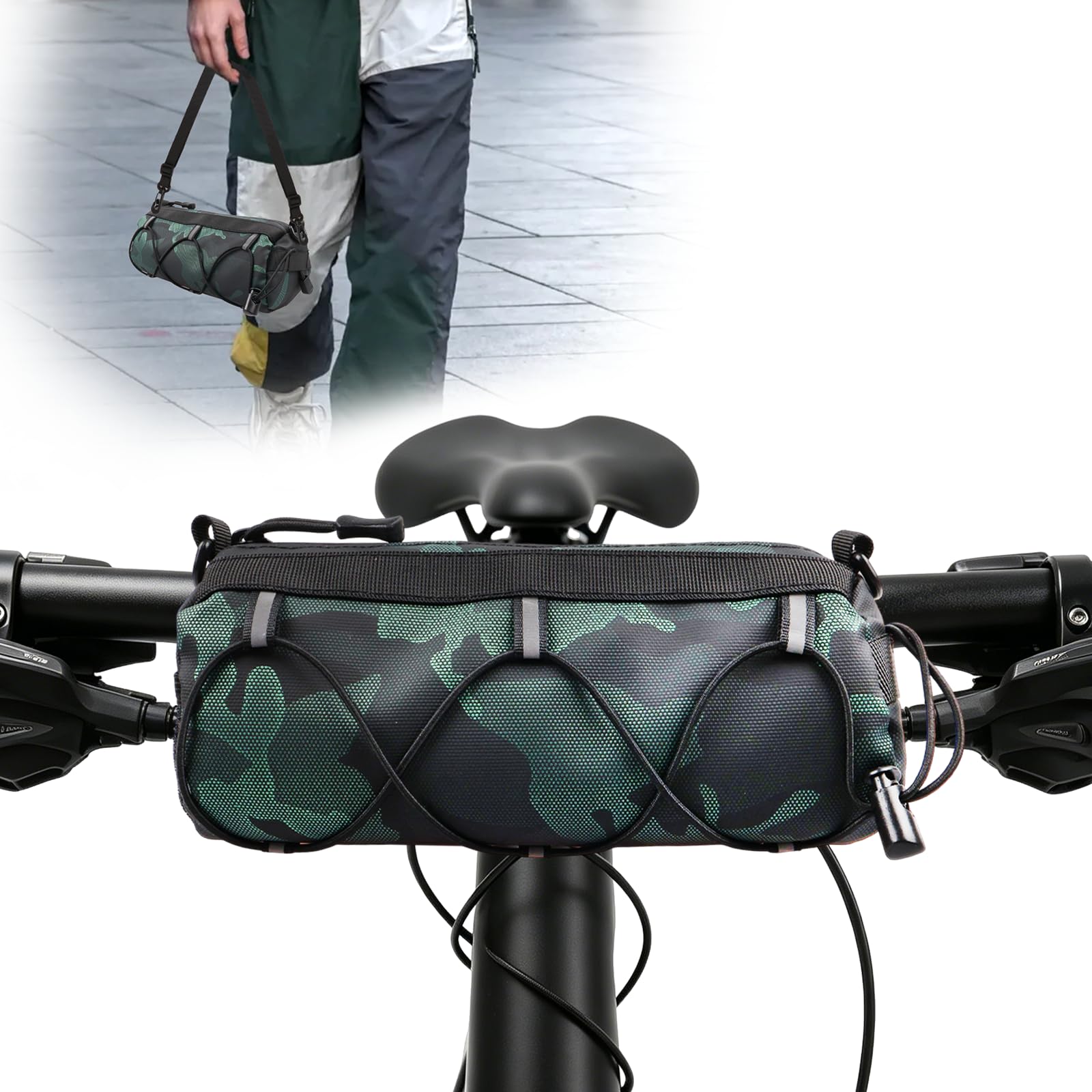 XIANJIA Bike Handlebar Bag Waterproof Bicycle Handlebar Bag with Shoulder Strap for Road Mountain