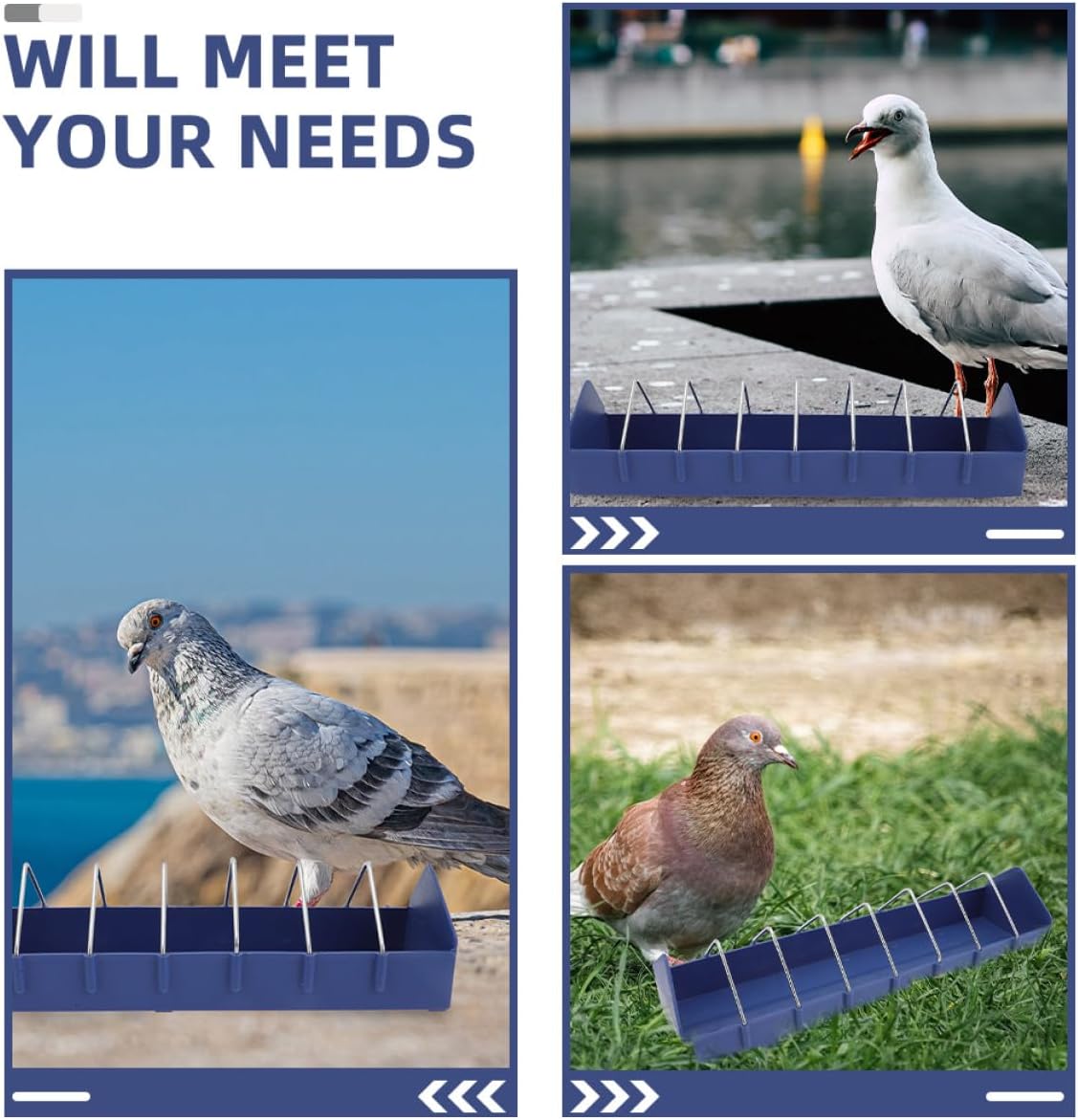 KOMBIUDA 3pcs Large 8-Slot Plastic Bird Feeder Set 40cm Sturdy Pigeon Food Holder Tray for Cage Feeding and Watering Supplies