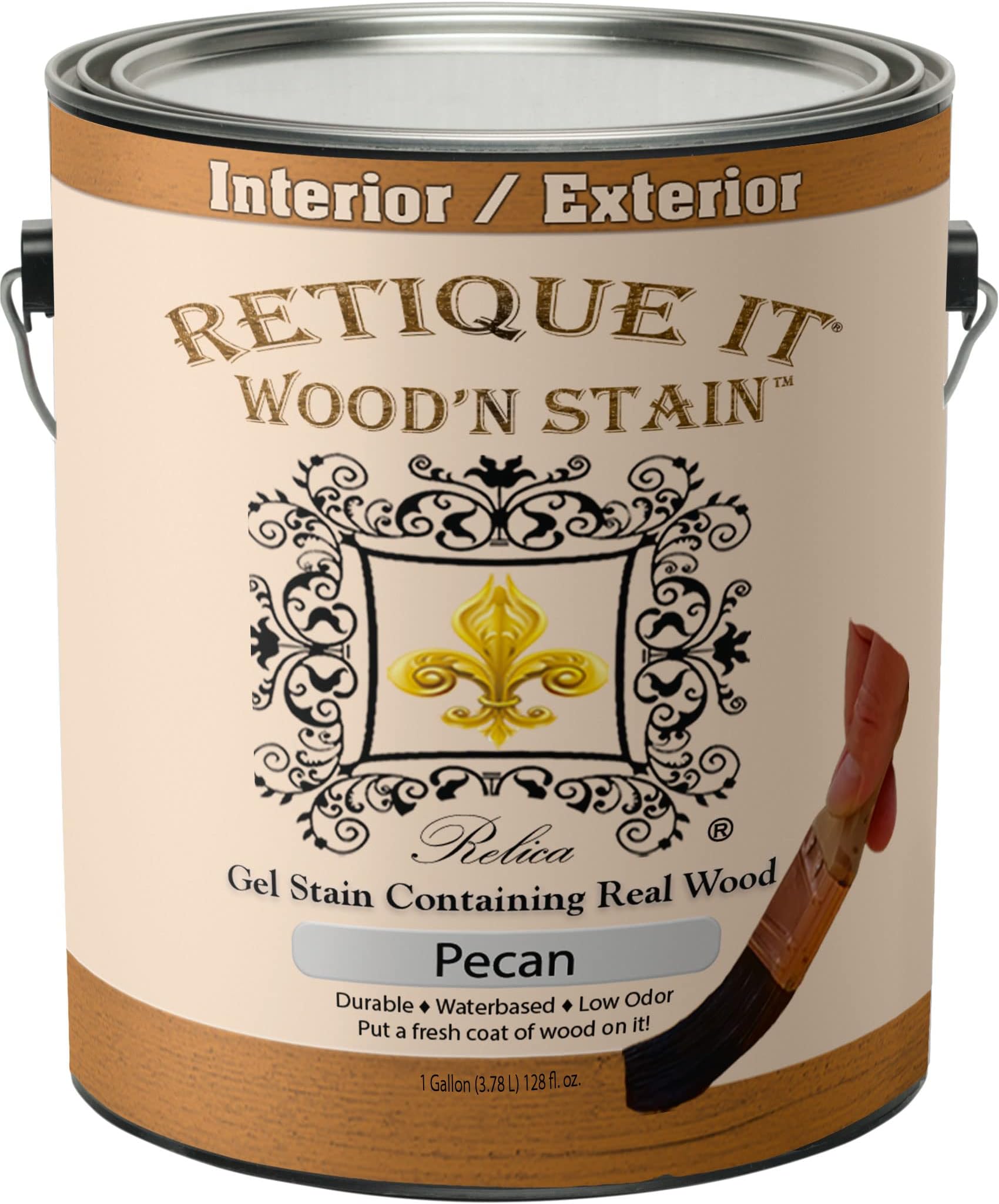 Retique It Wood'n Stain - Liquid Wood Gel Stain Interior/Exterior (128 oz (Gallon), 50 Dark Pecan)