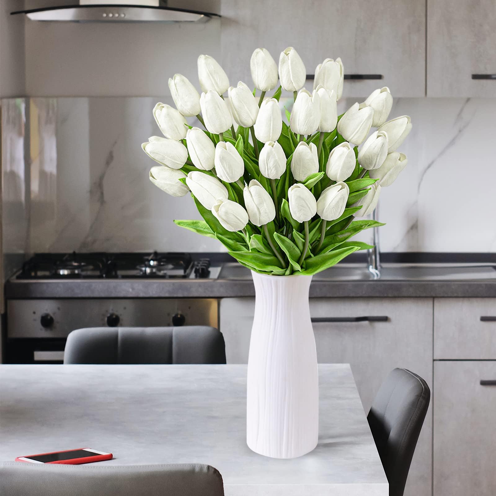 JIFTOK 30pcs Tulips Artificial Flowers Fake Flowers for Decoration, Multicolor Faux Flowers Tulips Real Touch Arrangement Bouquet for Wedding Home Office, Faux Flower Bulk Gift Idea for Mothers Day