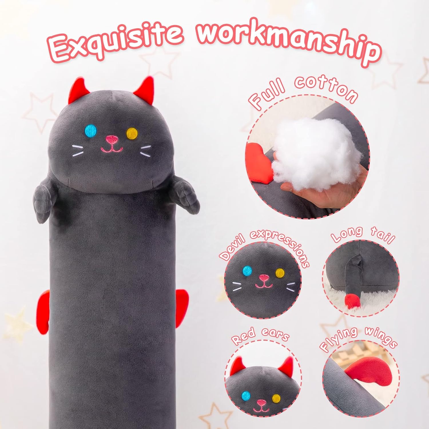 Mewaii Peluche Gatto che Respira Gigante Cuscino Lungo Gattos Kawaii 90CM Pupazzo Morbido Giocattolo Peluche Abbraccio San Valentino Regali per Lei Bambini