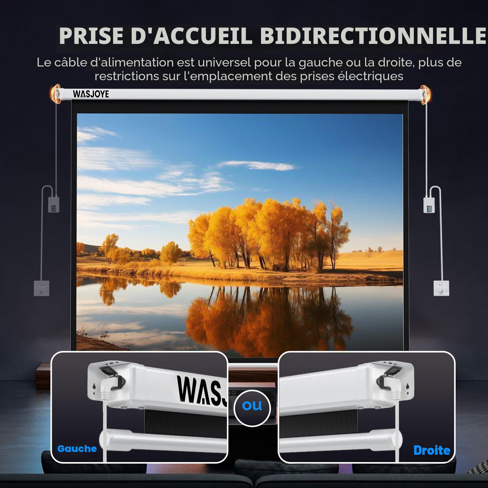 120 "Écran de Projecteur Motorisé,Projector Screen Électrique-287*7.5*7.5cm
