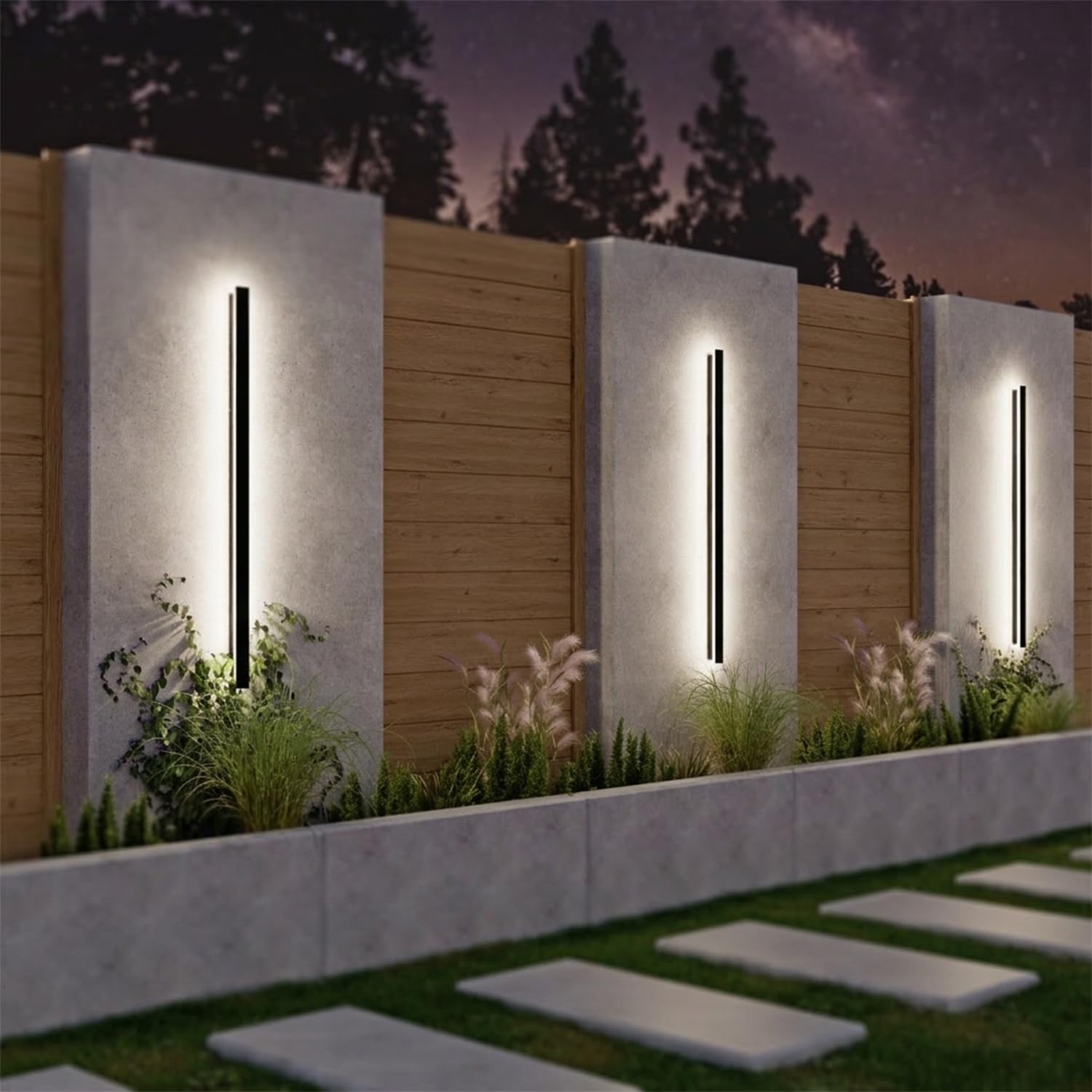 SmartLED Wandleuchte Schwarz Wasserdicht IP65 Metall-Polycarbonat-PC Außen LED für Gärten, Terrassen, Schlafzimmer, Wohnzimmer Innen, 80cm/25w, Neutrales Licht, 1820 LM (Länge 80 cm)