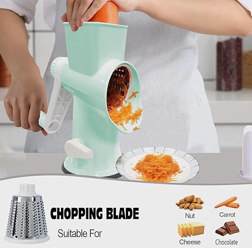 Miniatura 2 de Rallador de queso multifunción rotativo con manivela de mano  Trituradora de queso Triturar sin esfuerzo, rebanar, picar. Aplicable a queso,