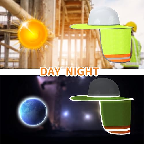 Miniatura 5 de Parasol de sombrero duro reflectante de alta visibilidad, visera de ala completa, malla para el cuello, se adapta a ambos cascos, sombreros duros