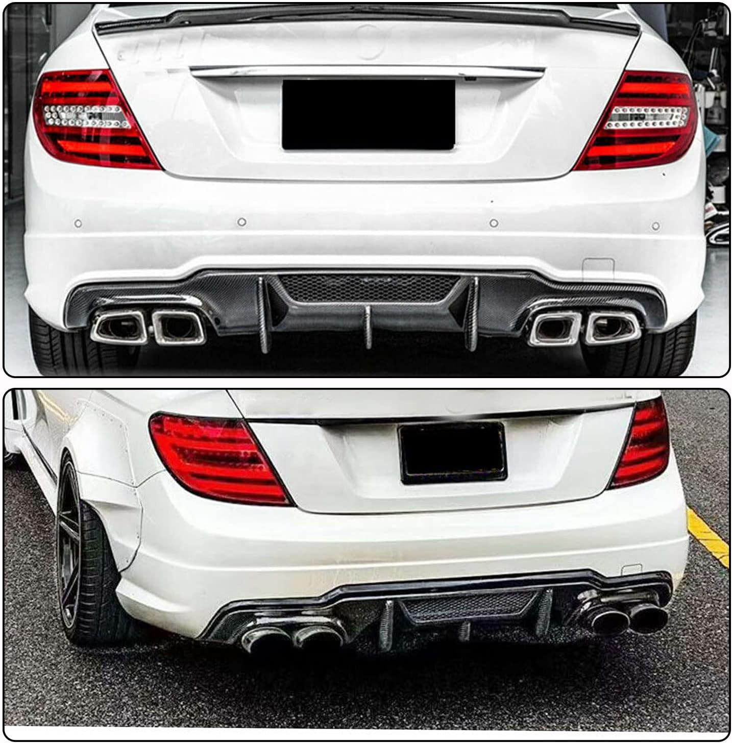 Real Carbon Fiber Rear Bumper Diffuser for Mercedes Benz C Class W204/C204 C63 AMG Sedan 4D Coupe 2D 2012-2018 Lower Bumper Lip Spoiler Body Kit Factory Outlet