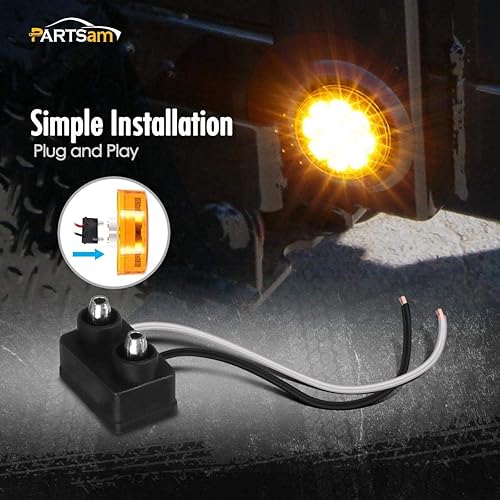 Miniatura 5 de Partsam Juego de 10 luces LED redondas ámbar de 2.5 pulgadas, 13 diodos con ojal de luz y alambre para remolque, remolque, remolque, rv, resistente