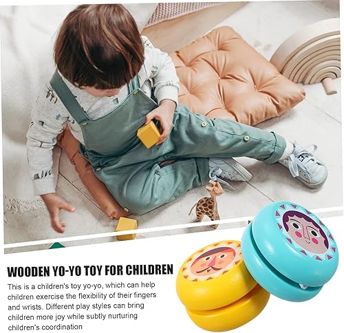 Miniatura 5 de Vaguelly 2pcs Wooden Yo-yo Children Yo-yo Plaything Kid Toys Out Door Toys Wood Yoyo Toys for Kids Toys for Infants Kids Playset Outdoor Wooden