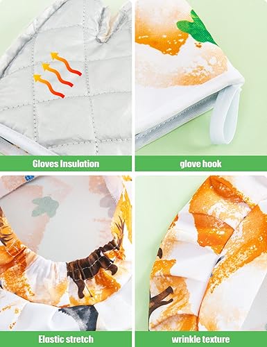 Miniatura 4 de WERNNSAI Juego de delantales para niñas y niños, delantal de cocina artística con sombrero y guantes de horno