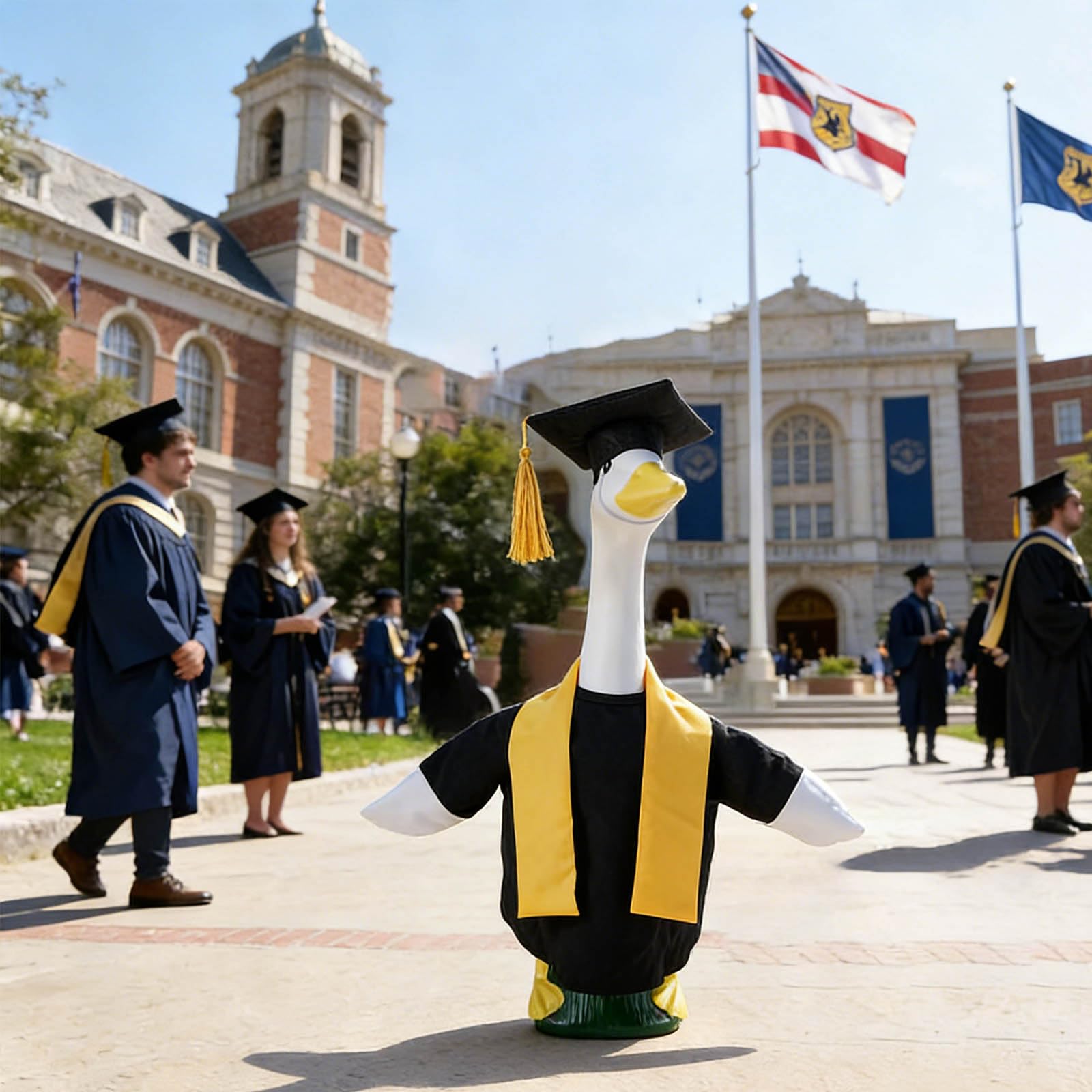 Graduation Porch Goose Outfit Plastic Lawn Goose Clothes with Graduation Cap and Gown Stoles Goose Statue Outdoor Patio Yard Lawn Art Decoration - 5