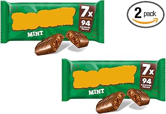 Mint Chocolate Biscuit Bars Multipack, 7 Bars, 94 Calories per Bar, 138g, Suitable for Vegetarians,Pack Of 2