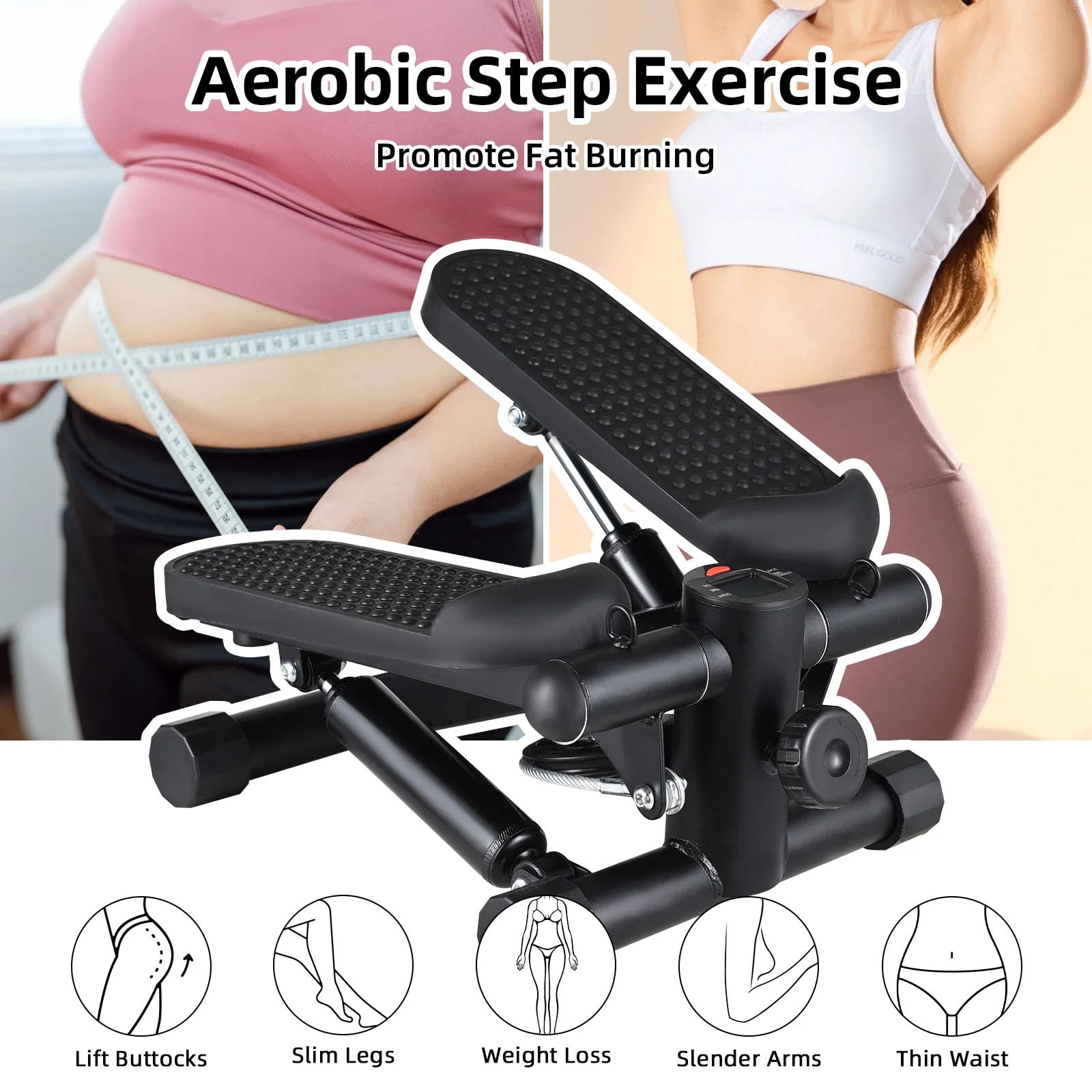 Mini Stepper Per Scale Per Cardio A Casa, Macchina Da Esercizio Con Monitor Lcd, Resistenza Regolabile, Pedali Antiscivolo, Capacità 150 Kg