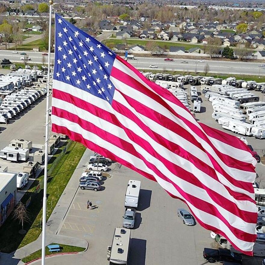 American Flag - Heavy-Duty US Flag - Embroidered Stars - Nylon USA Flag Built for Outdoors - Sewn Stripes - UV Protection - Brass Grommets (10x15 ft)