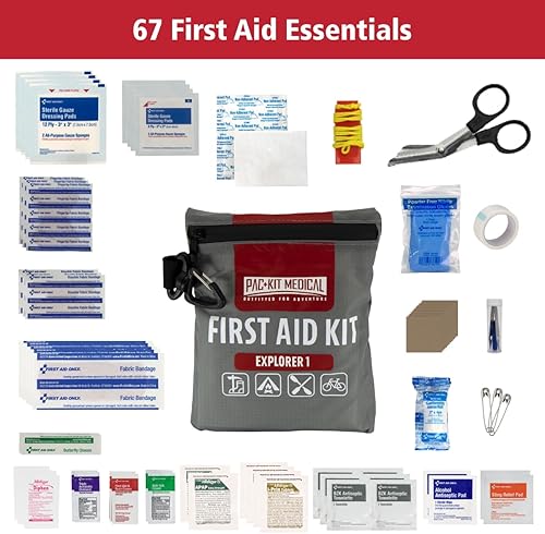 Miniatura 2 de Pac-Kit Watertight Explorer 1 Botiquín de primeros auxilios para senderismo, camping y actividades al aire libre, 67 piezas